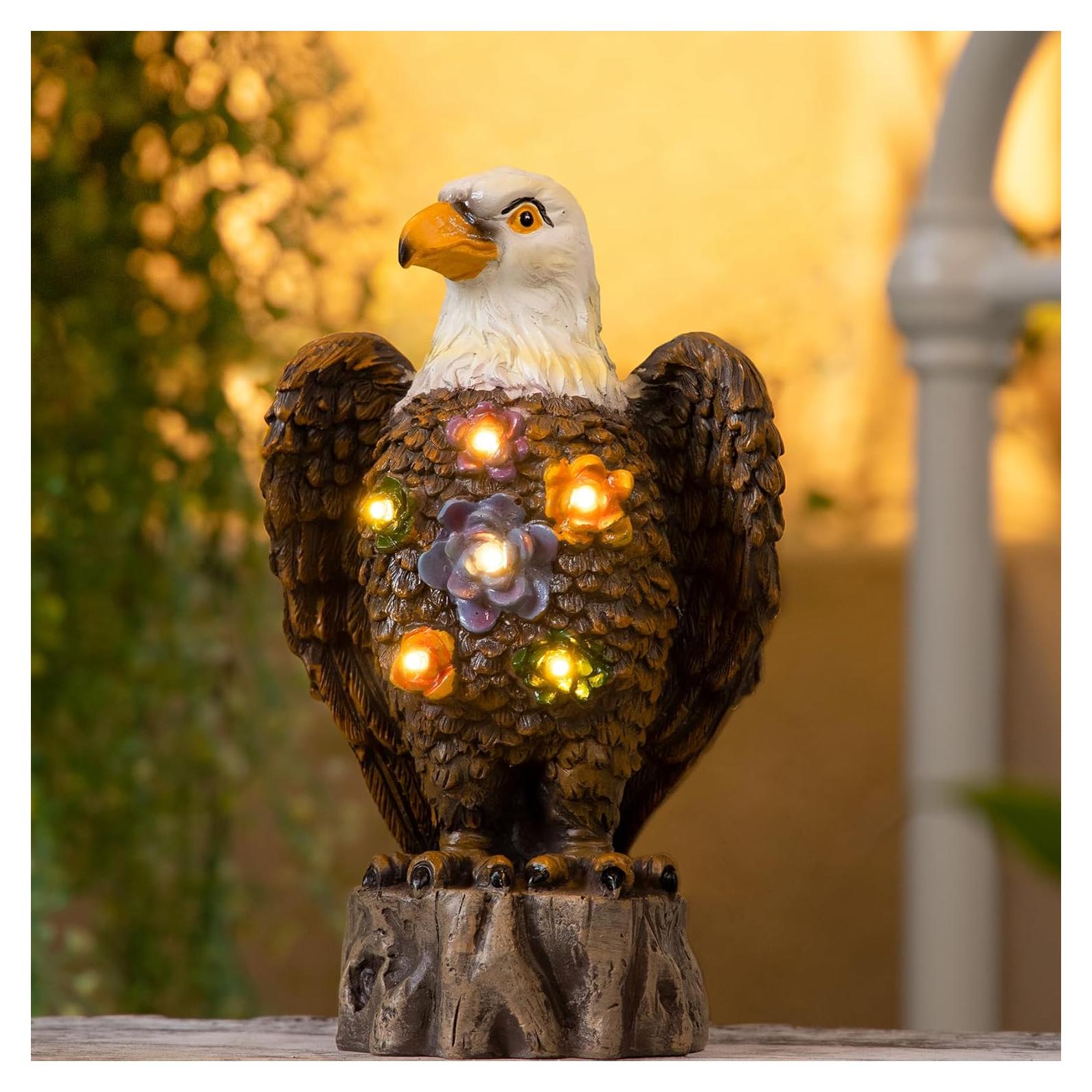 Estatua de Jardín Águila Marrón con Luces Solares TAKE ME