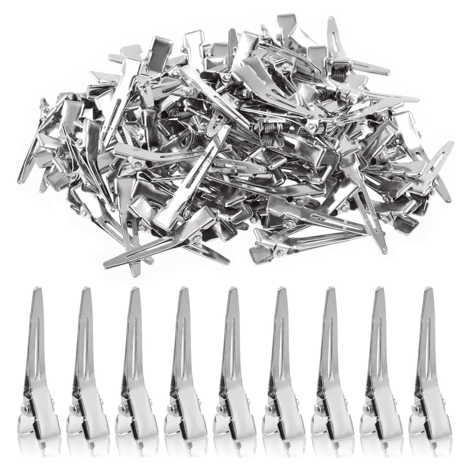 100 Clips de Peinar Wokape 3.6 cm Metal Plateado para Cabello