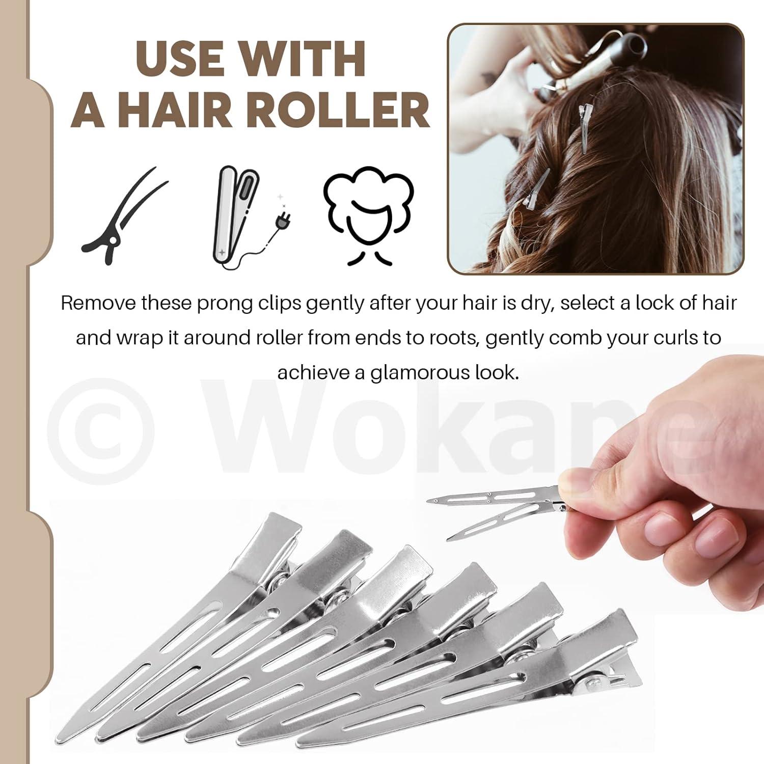 100 Clips de Peinar Wokape 3.6 cm Metal Plateado para Cabello