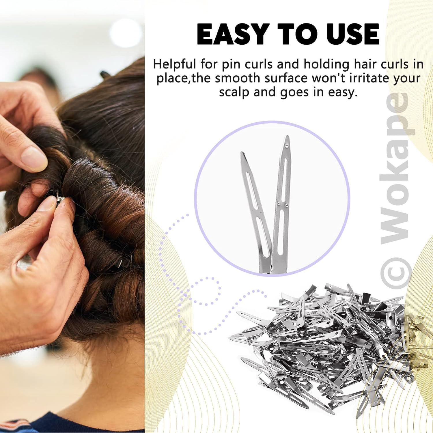 100 Clips de Peinar Wokape 3.6 cm Metal Plateado para Cabello