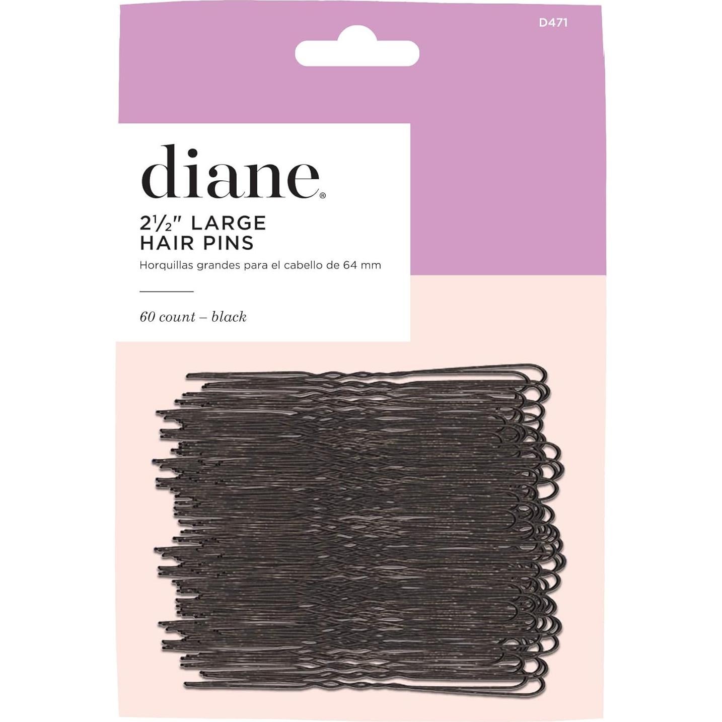 Pinzas para el cabello Diane, 6.35 cm, Color Negro, 60 Unidades