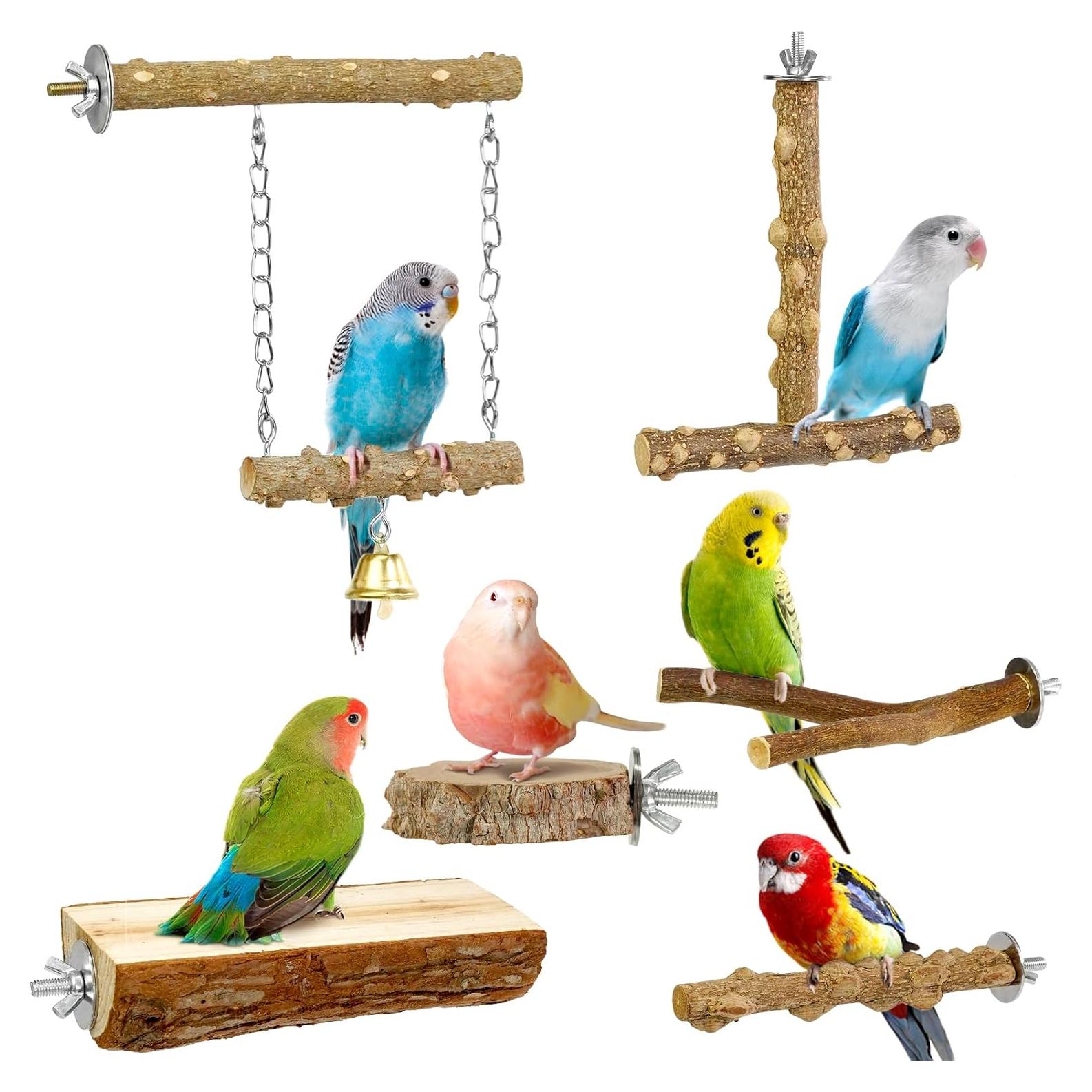 Posaderos para Aves HPAWHOMEPART 6 Piezas Madera Natural