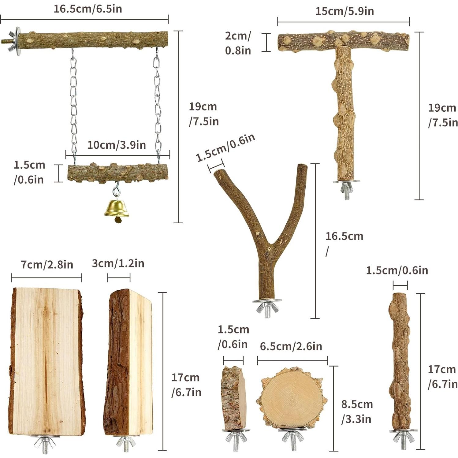 Posaderos para Aves HPAWHOMEPART 6 Piezas Madera Natural