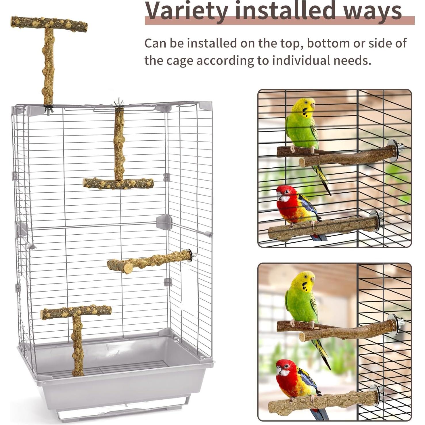 Posaderos para Aves HPAWHOMEPART 6 Piezas Madera Natural