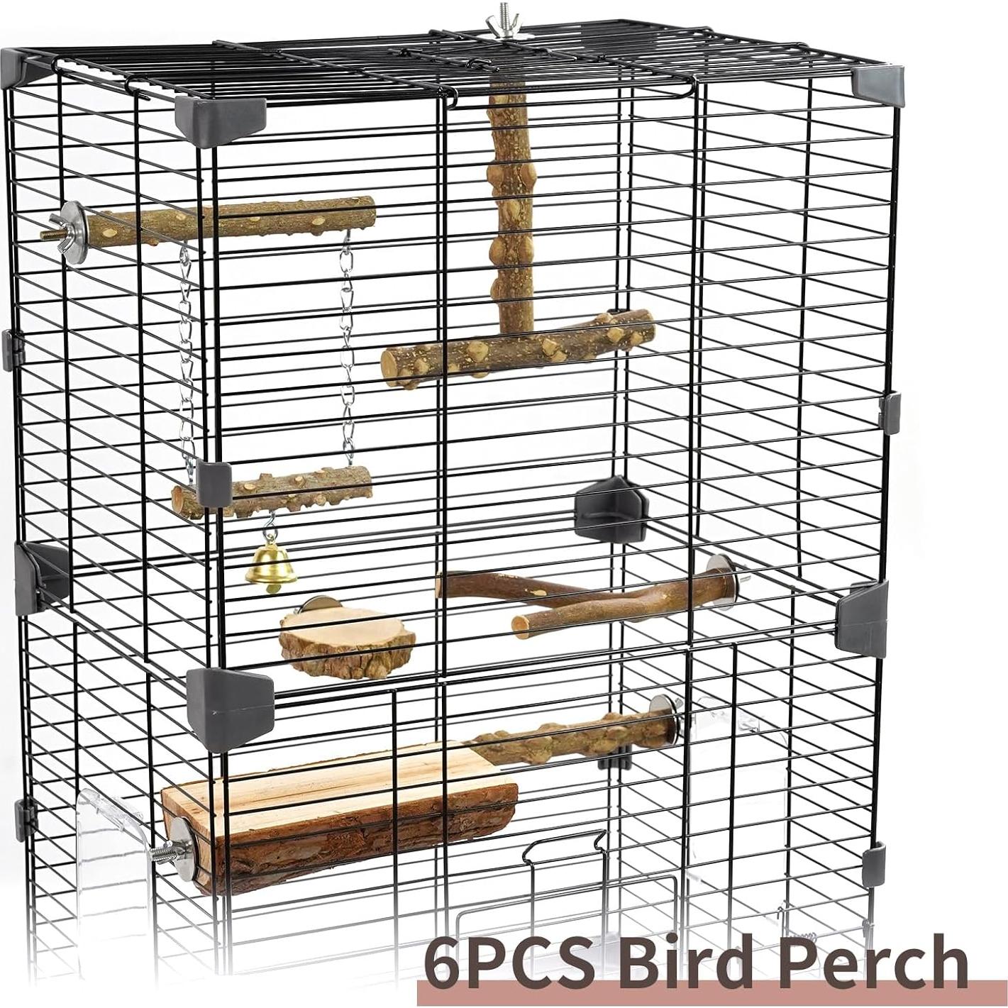 Posaderos para Aves HPAWHOMEPART 6 Piezas Madera Natural