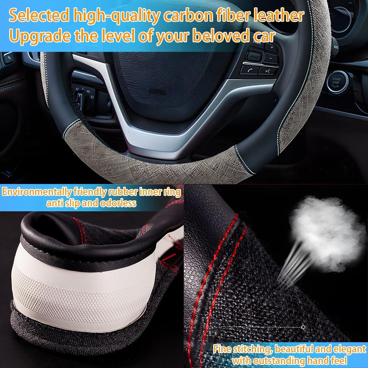 Cubierta de Volante Zipelo 38cm Lino Antideslizante Negro/Beige