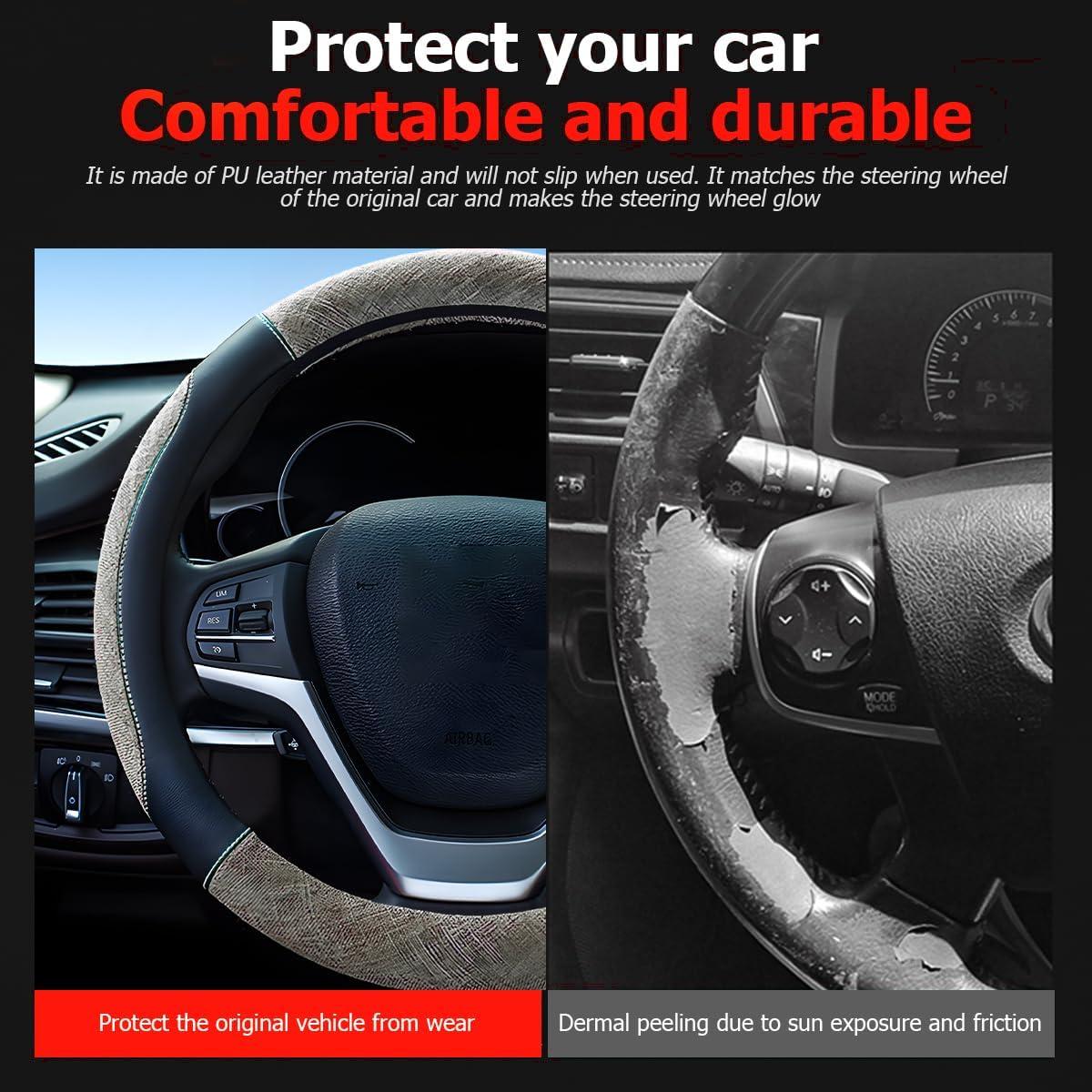 Cubierta de Volante Zipelo 38cm Lino Antideslizante Negro/Beige