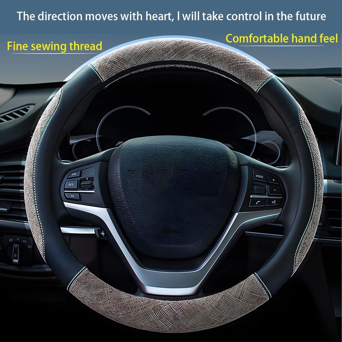 Cubierta de Volante Zipelo 38cm Lino Antideslizante Negro/Beige