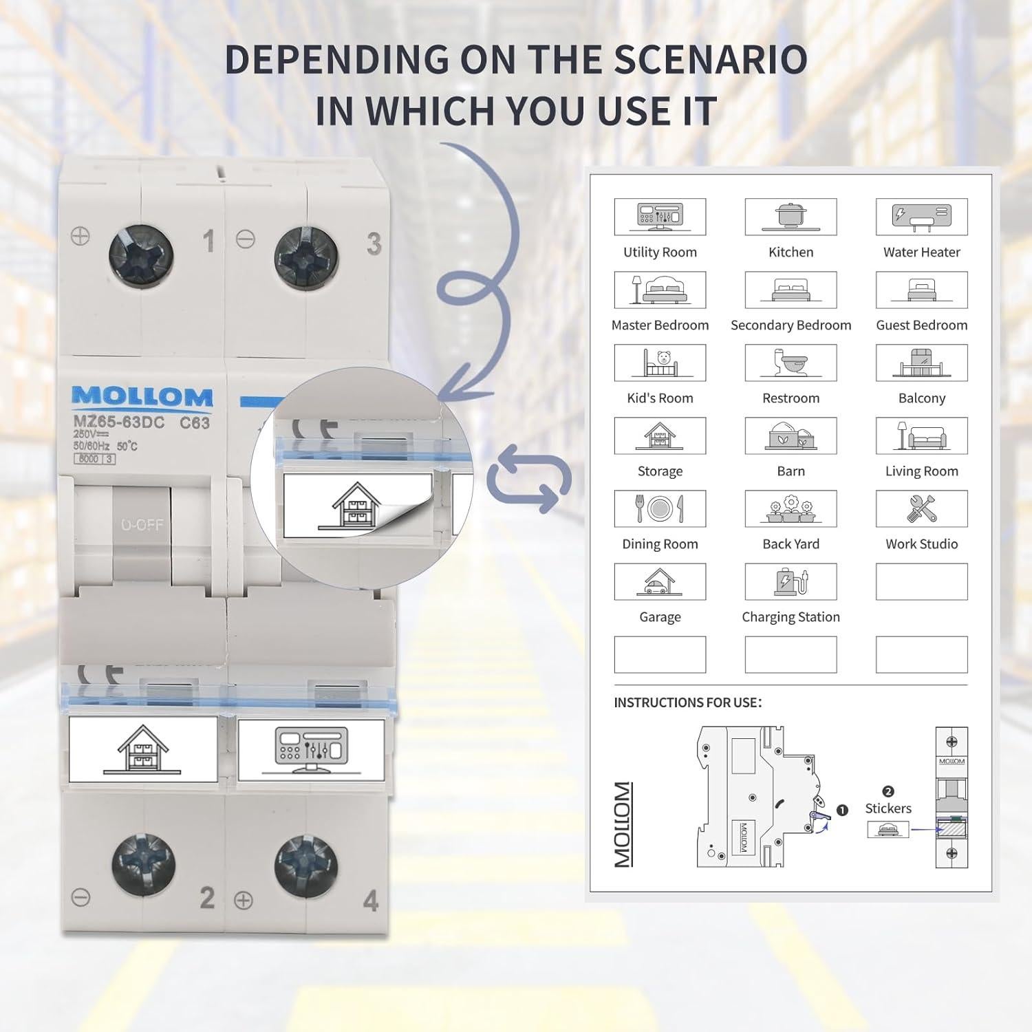 Interruptor Automático DC 250V 10A Mollom MCB 2 Polo