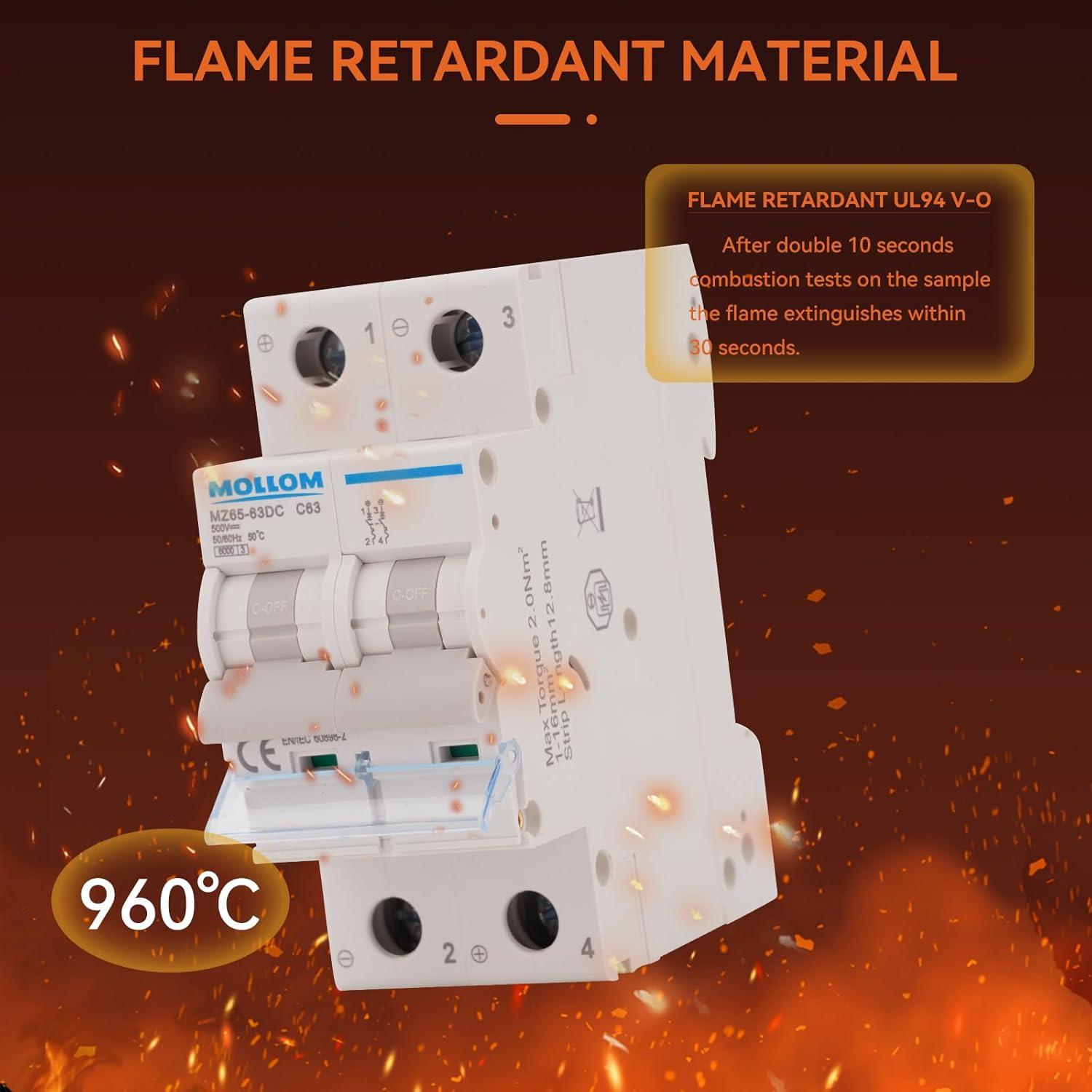 Interruptor Automático DC 250V 10A Mollom MCB 2 Polo