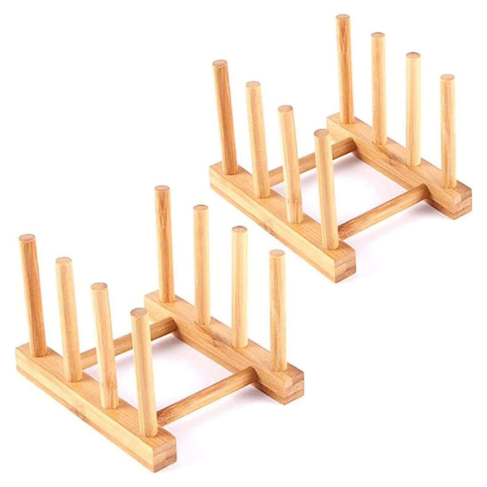 Estante de Platos de Madera de Bambú YWSHF 2 Pcs Ecológico