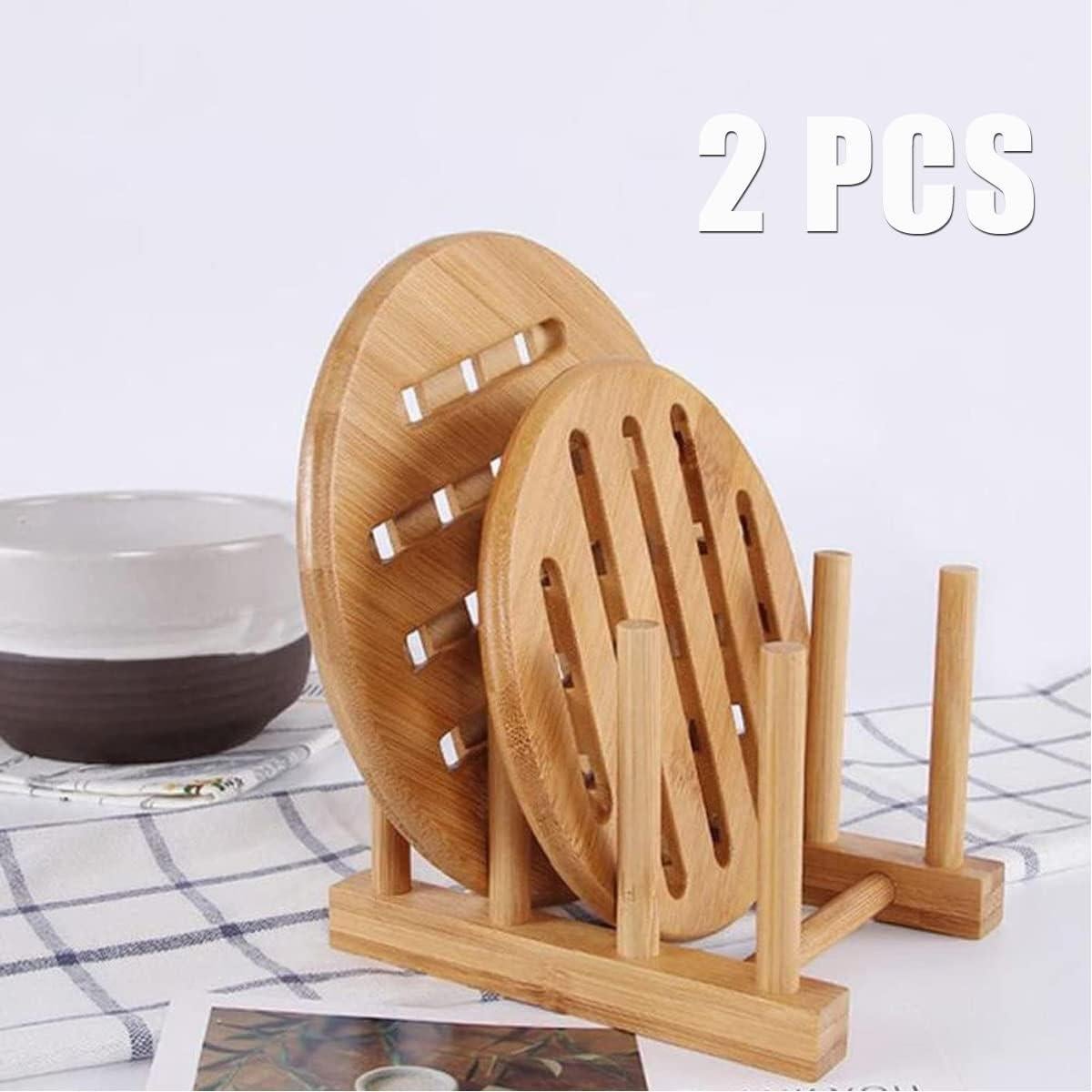 Estante de Platos de Madera de Bambú YWSHF 2 Pcs Ecológico