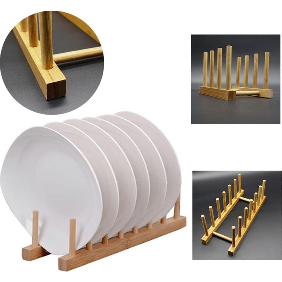 Estante de Platos de Madera de Bambú YWSHF 2 Pcs Ecológico