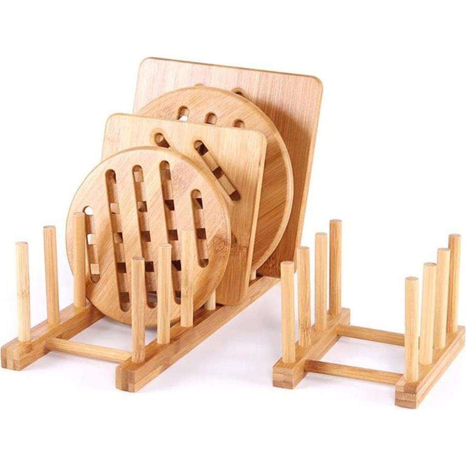 Estante de Platos de Madera de Bambú YWSHF 2 Pcs Ecológico