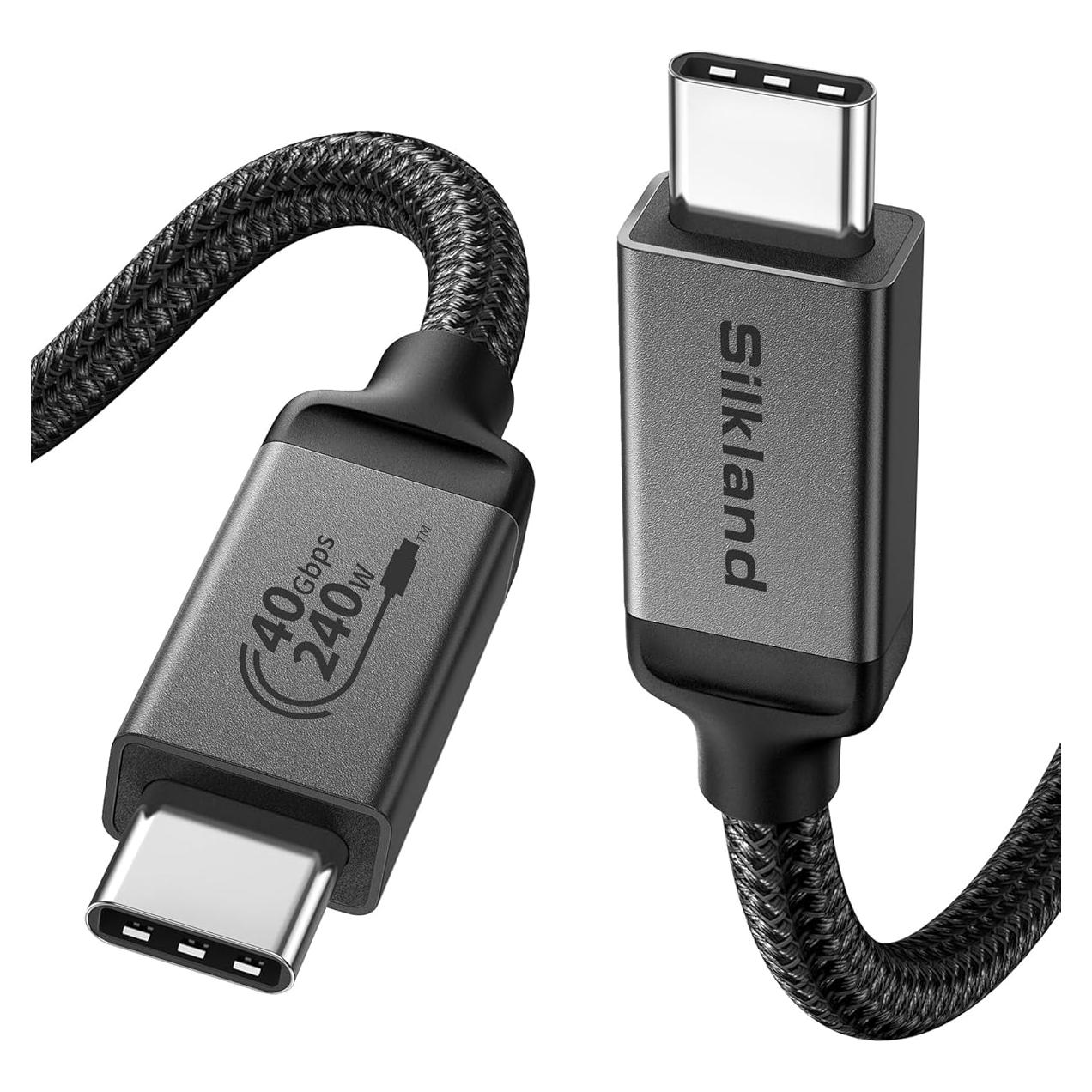 Cable USB4 Silkland Thunderbolt 4 40Gbps 240W 0.3m
