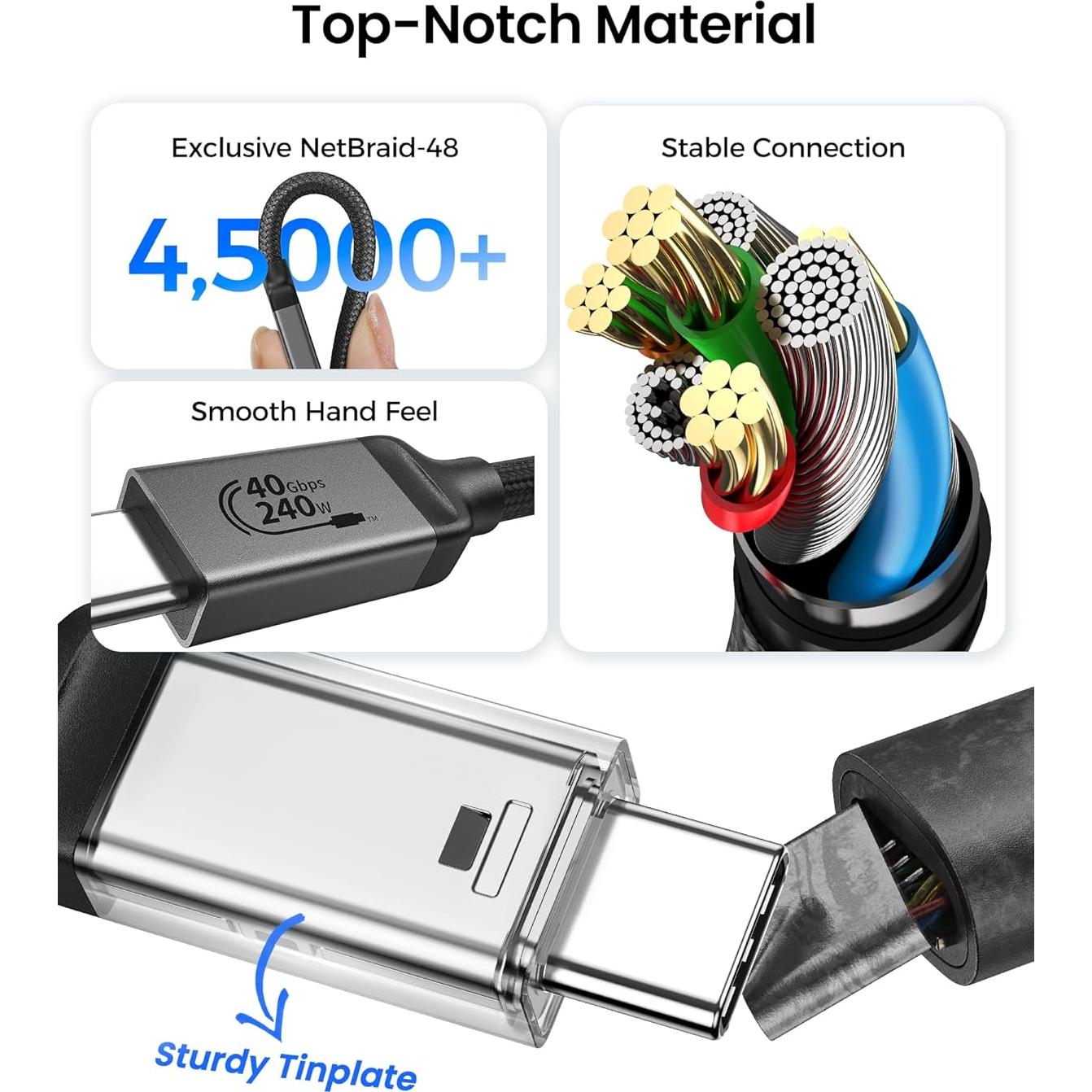 Cable USB4 Silkland Thunderbolt 4 40Gbps 240W 0.3m