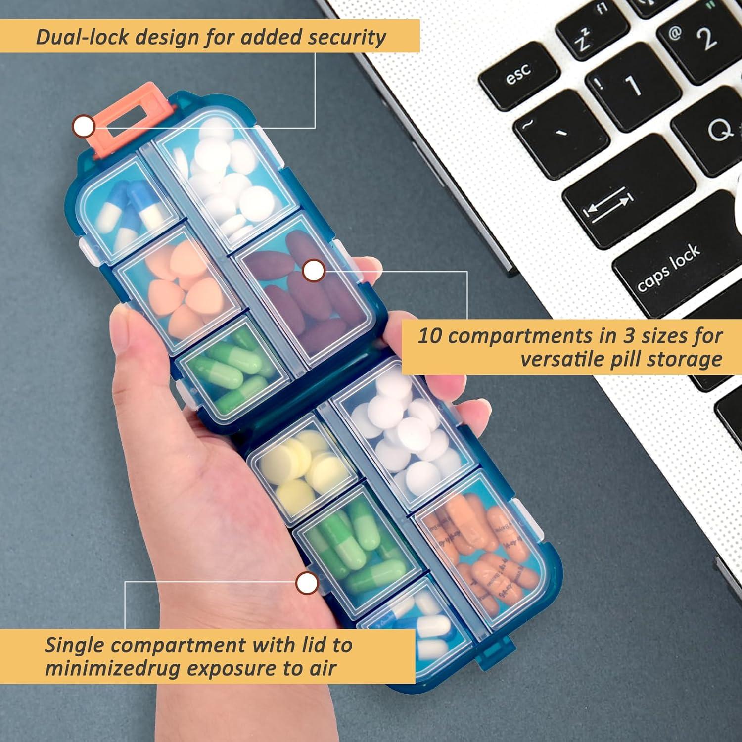 Organizador de Pastillas de Viaje CAPHONT 2 Pcs con 320 Etiquetas