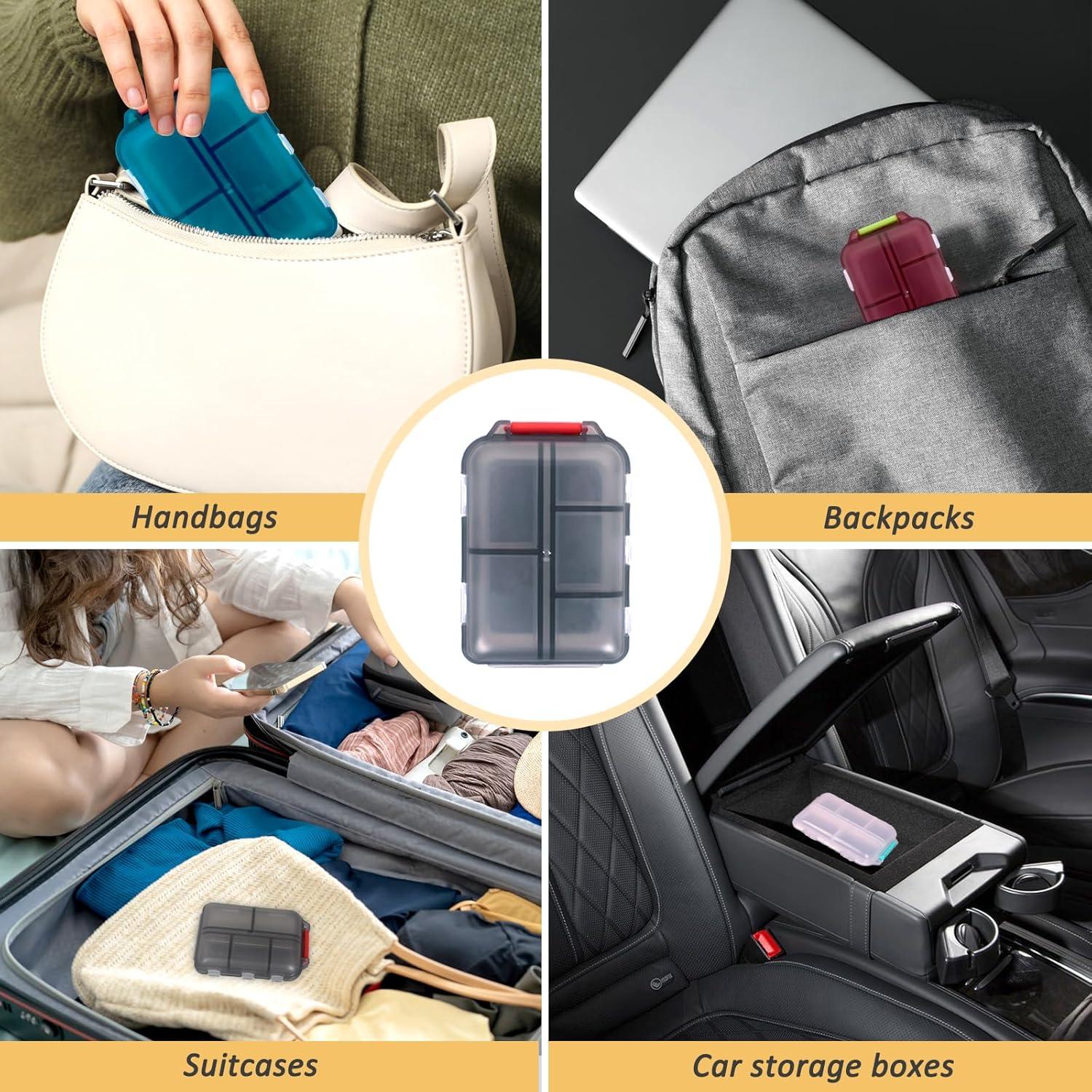 Organizador de Pastillas de Viaje CAPHONT 2 Pcs con 320 Etiquetas