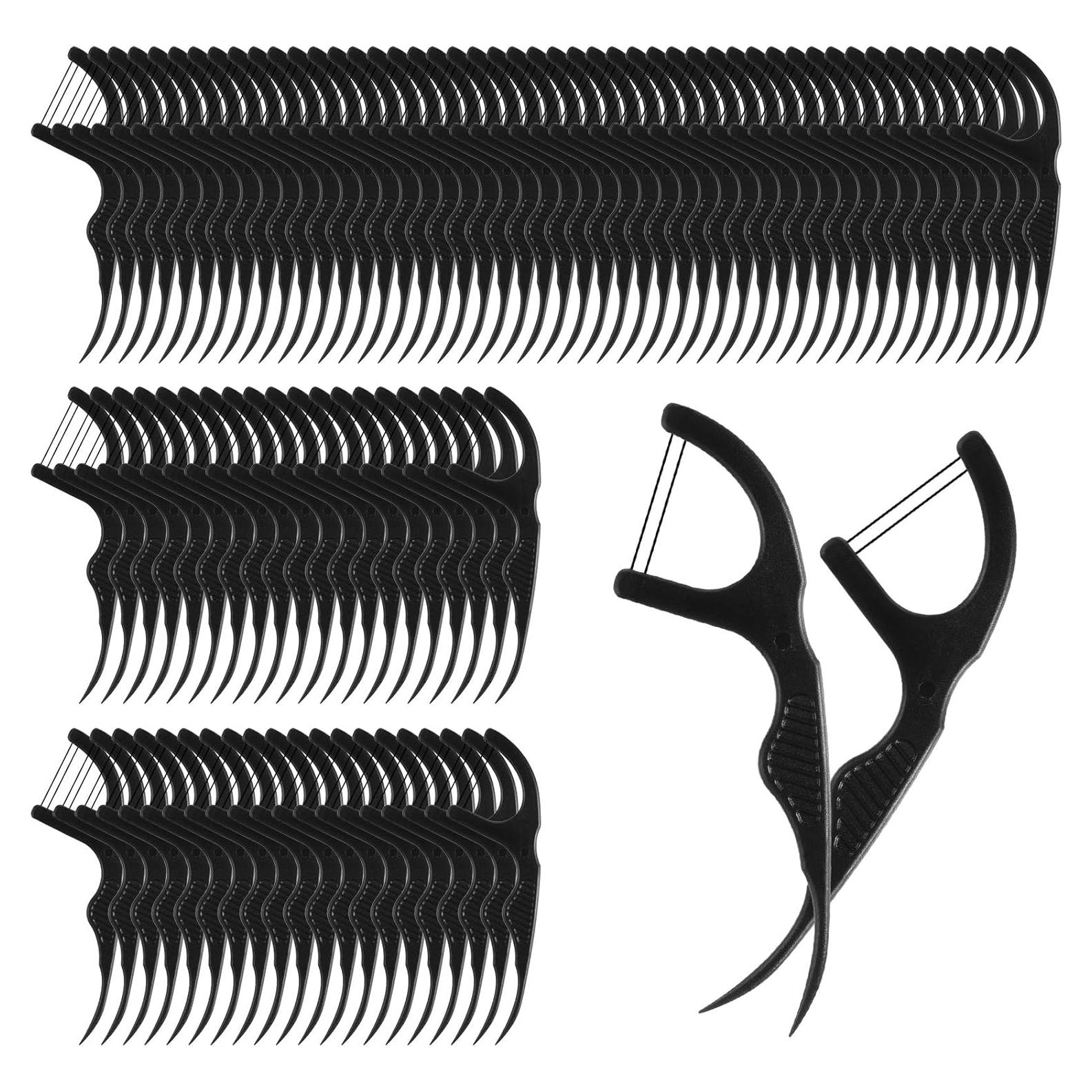 Palillos de Hilo Dental Baderke 100 Unidades Doble Línea Negro