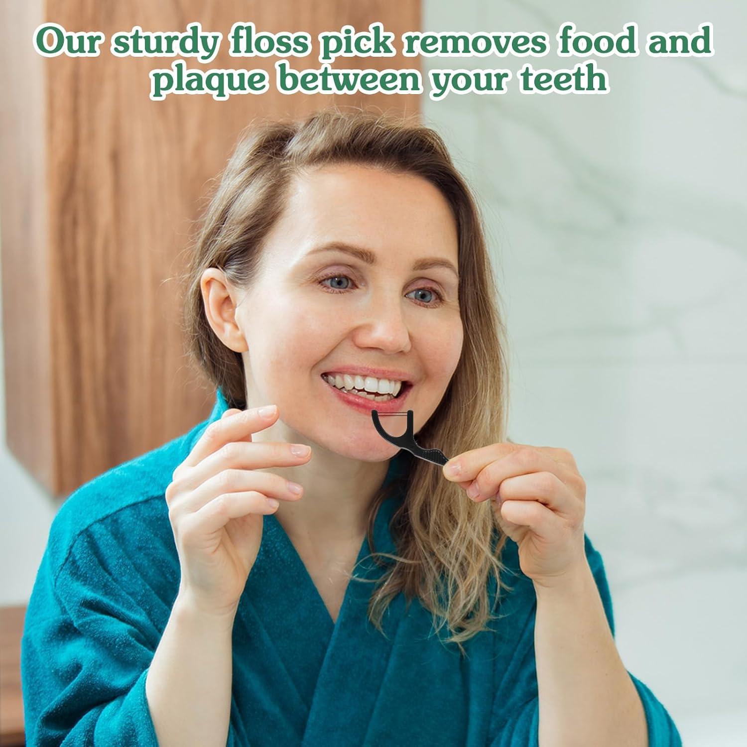 Palillos de Hilo Dental Baderke 100 Unidades Doble Línea Negro