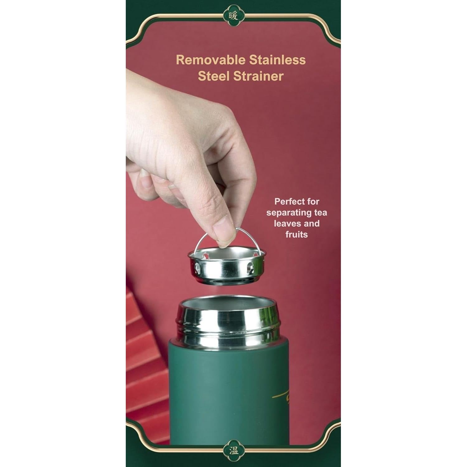 Termo de viaje THY COLLECTIBLES 0.5 L con colador chino negro