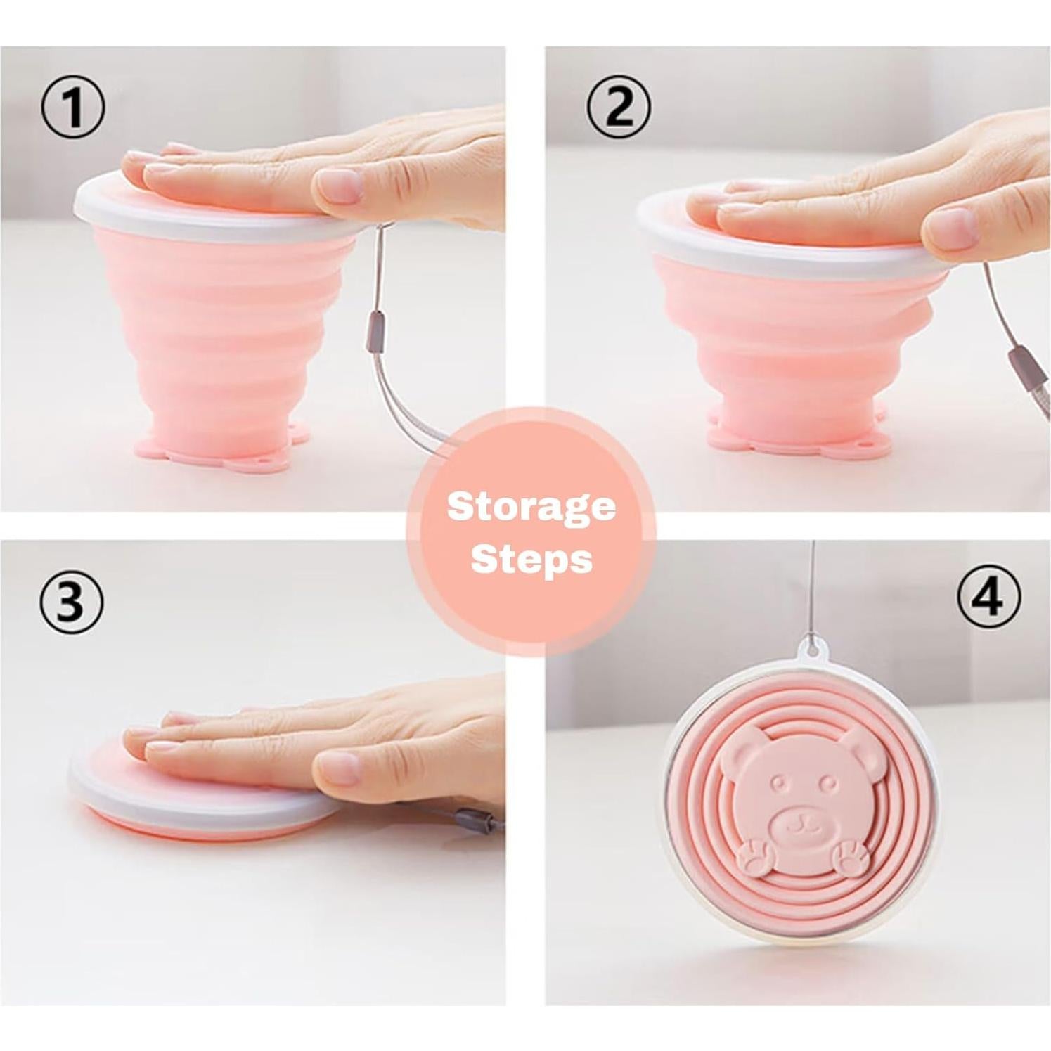 Set de 4 Tazas Plegables de Silicona 320ml Lacabin