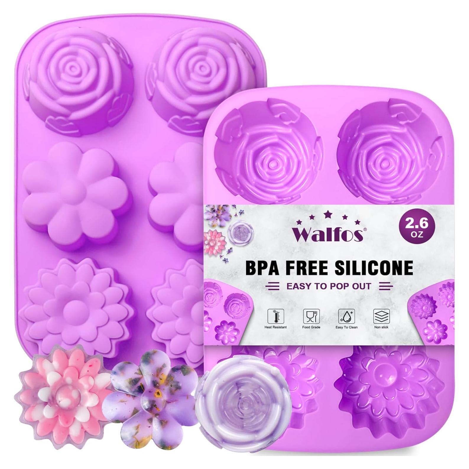 Molde de Jabón Silicona Walfos 6 Cavidades Flores Morado
