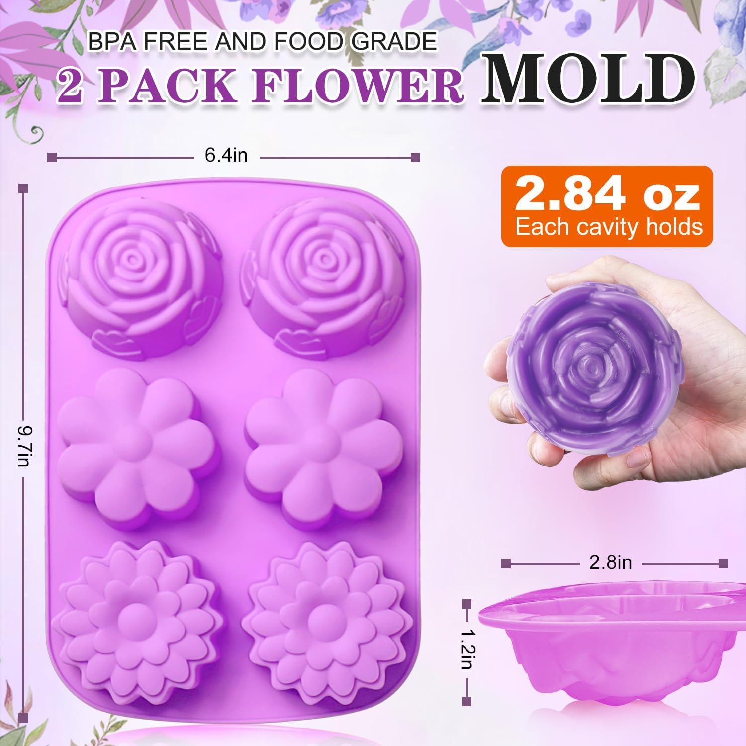 Molde de Jabón Silicona Walfos 6 Cavidades Flores Morado