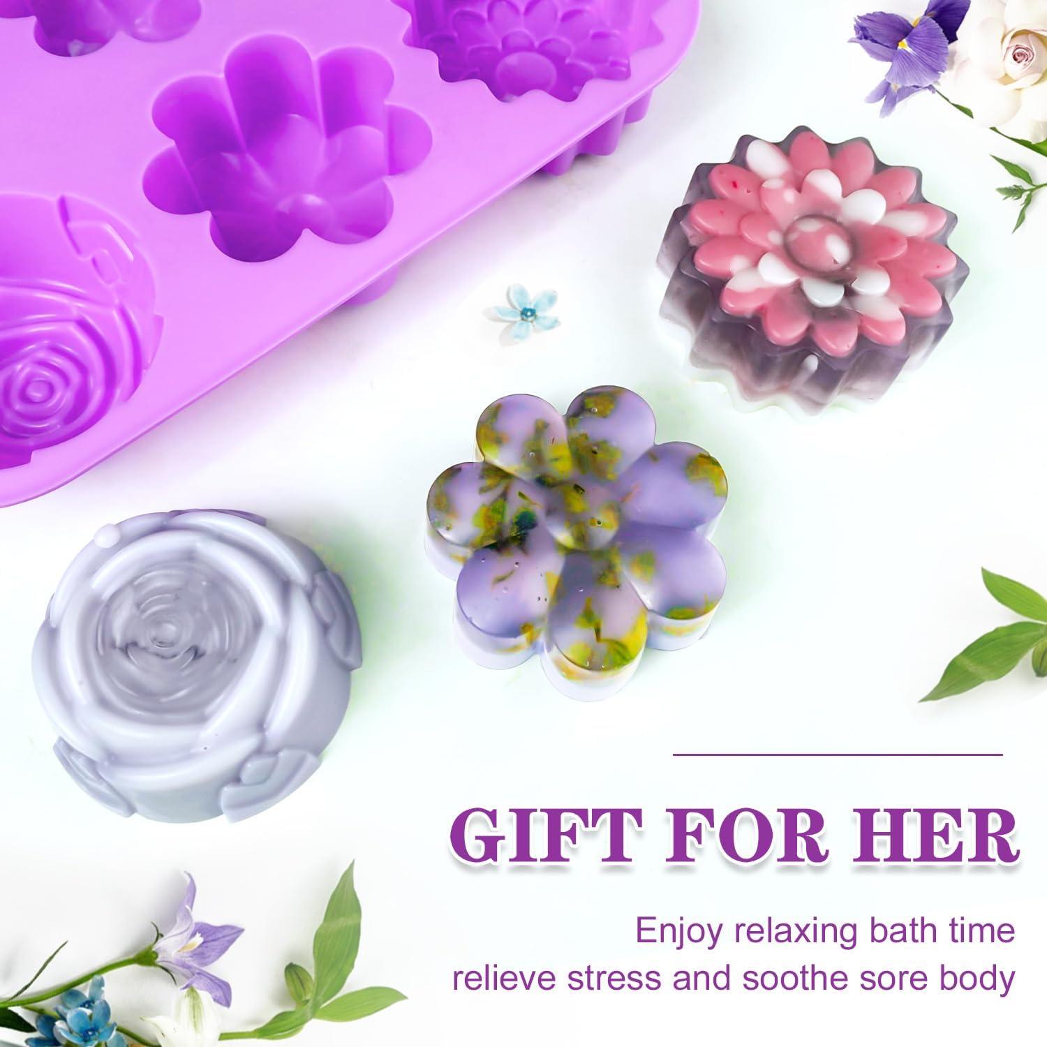 Molde de Jabón Silicona Walfos 6 Cavidades Flores Morado