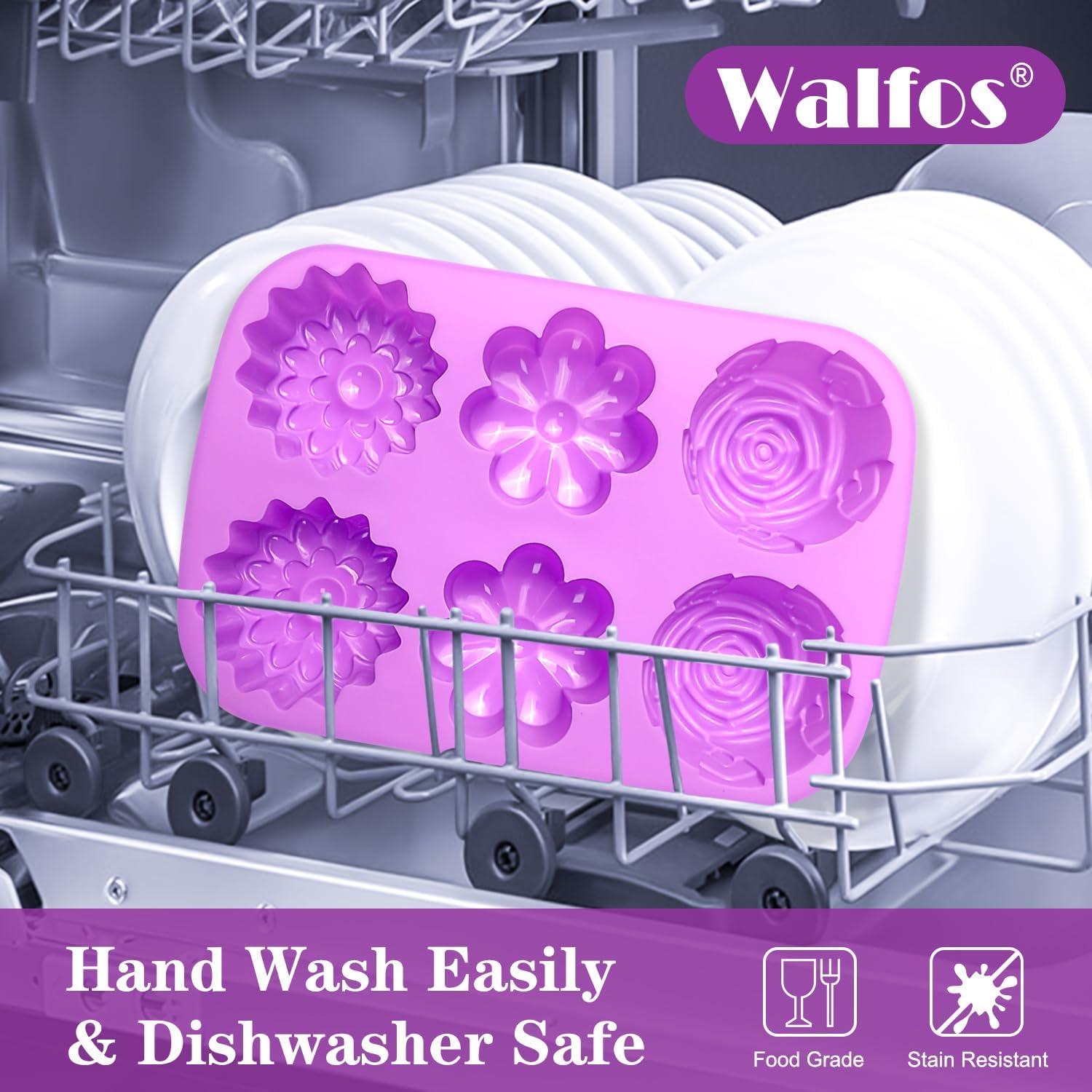 Molde de Jabón Silicona Walfos 6 Cavidades Flores Morado