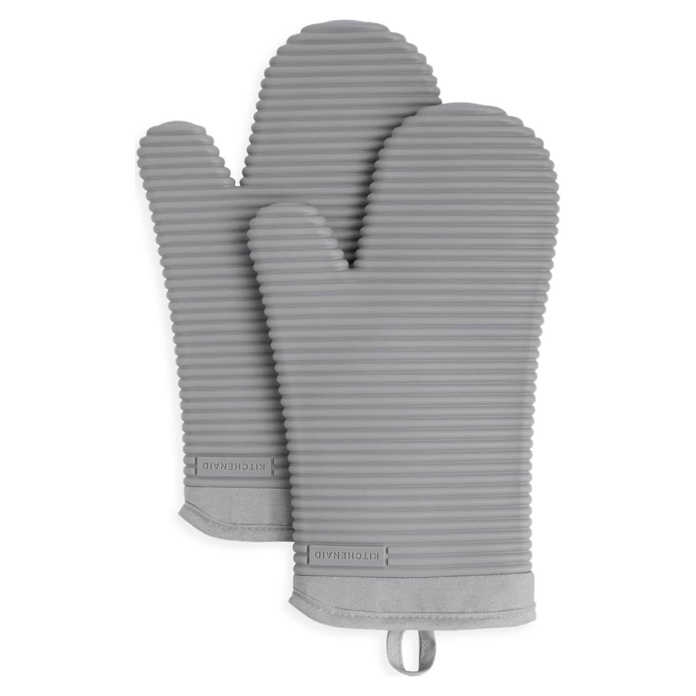 Guantes de Horno KitchenAid Silicona Suave 2 Piezas 19cm Gris