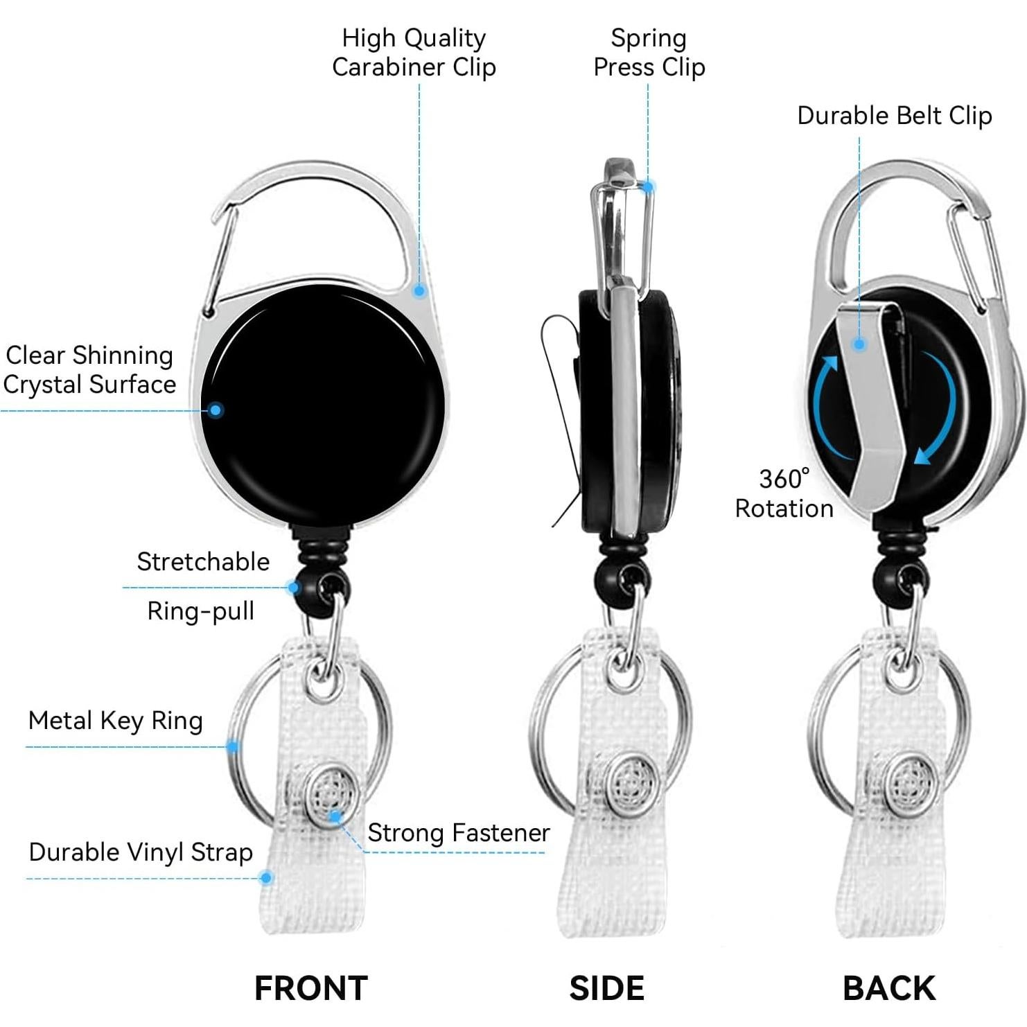 Porta Credencial Retráctil Sylwyfc Negro con Cordón y Clip