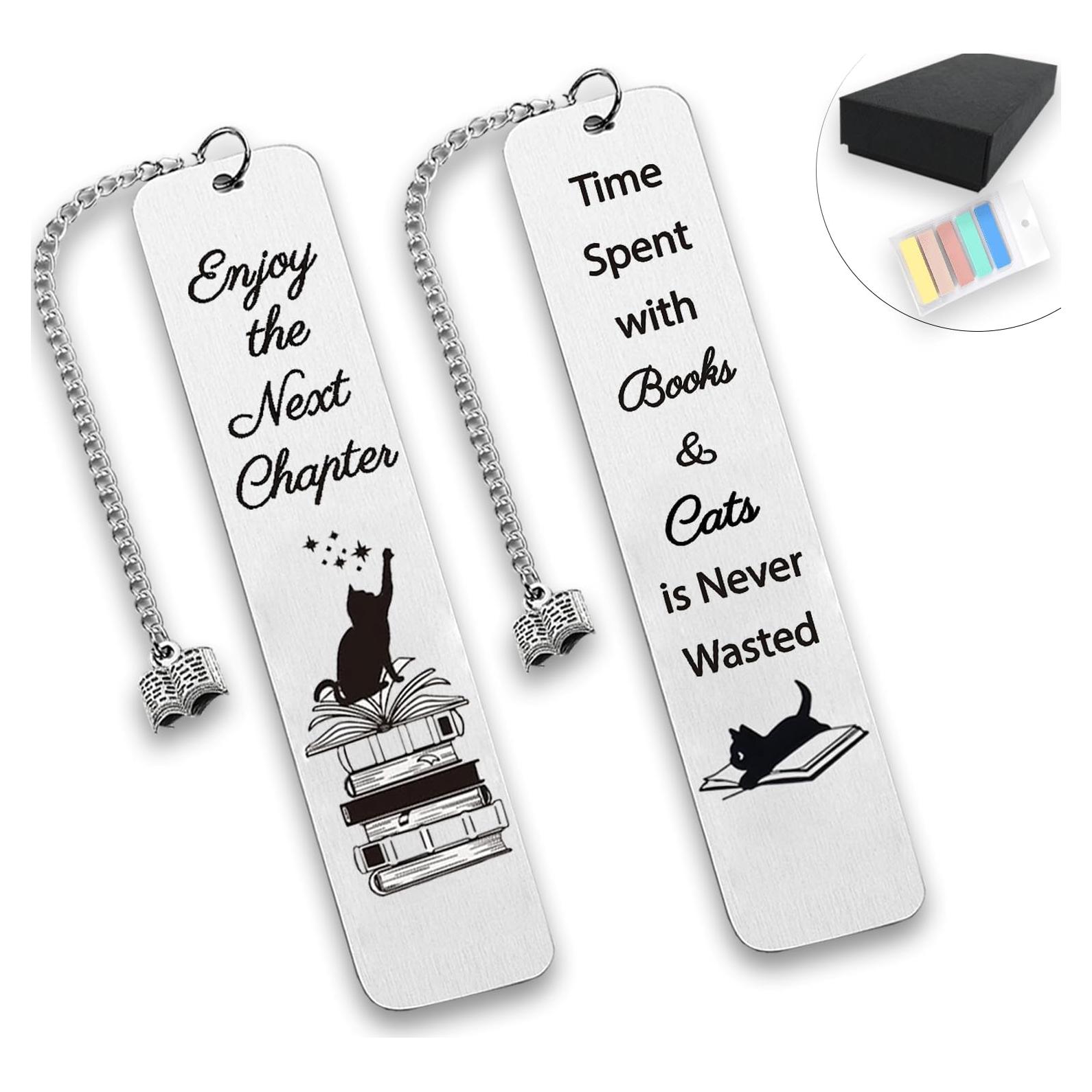 Marcadores de Acero Inoxidable para Amantes de los Gatos - 2 Pcs