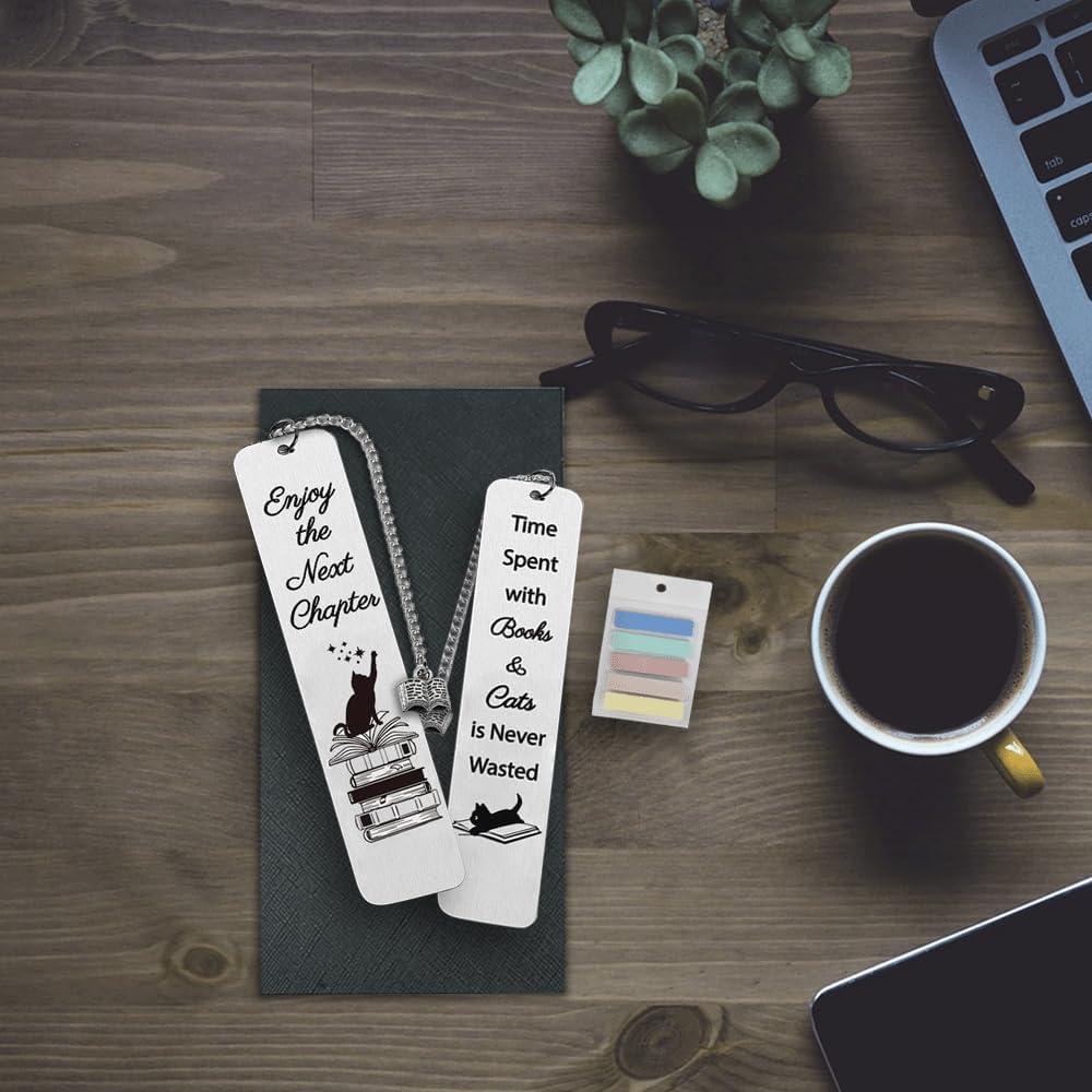 Marcadores de Acero Inoxidable para Amantes de los Gatos - 2 Pcs