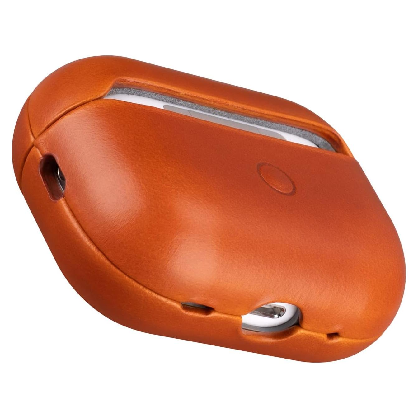 Funda de Cuero Maogoam para AirPods Pro 2 Naranja Premium