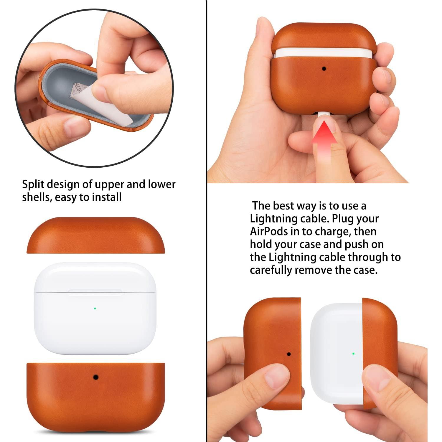 Funda de Cuero Maogoam para AirPods Pro 2 Naranja Premium