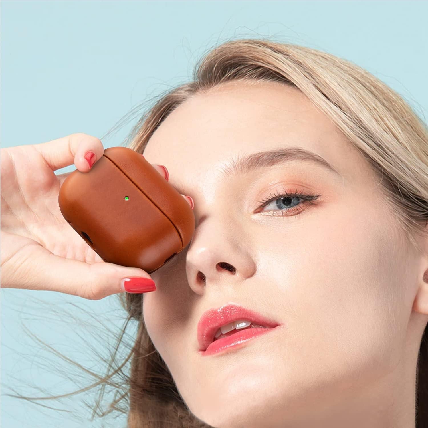 Funda de Cuero Maogoam para AirPods Pro 2 Naranja Premium