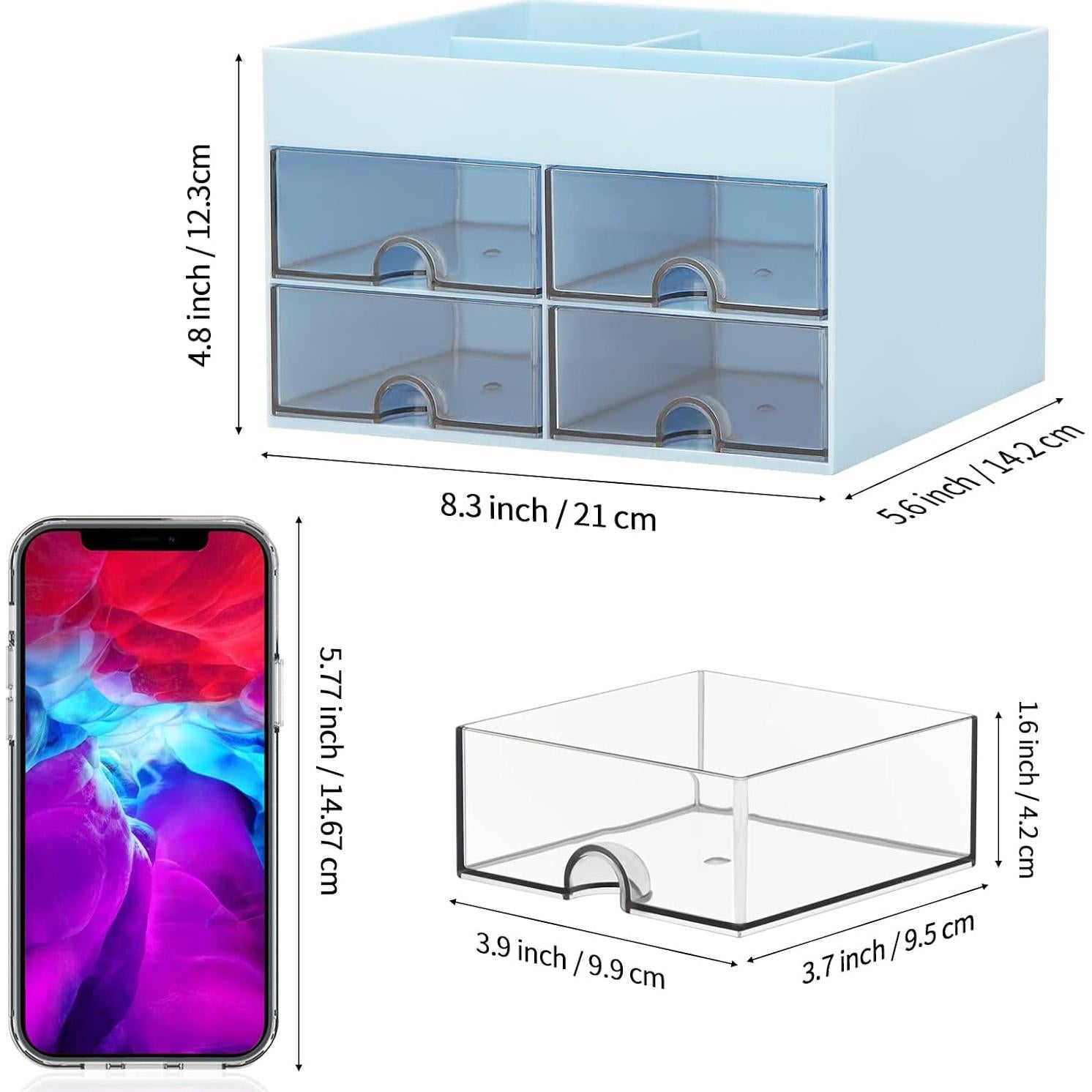 Organizador de Escritorio LETURE Azul con Cajones y Compartimentos
