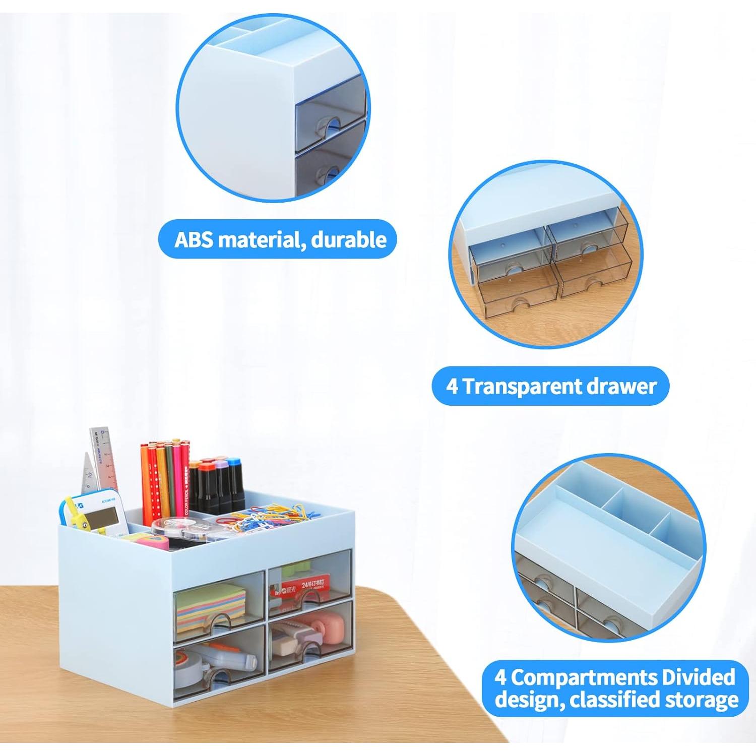 Organizador de Escritorio LETURE Azul con Cajones y Compartimentos