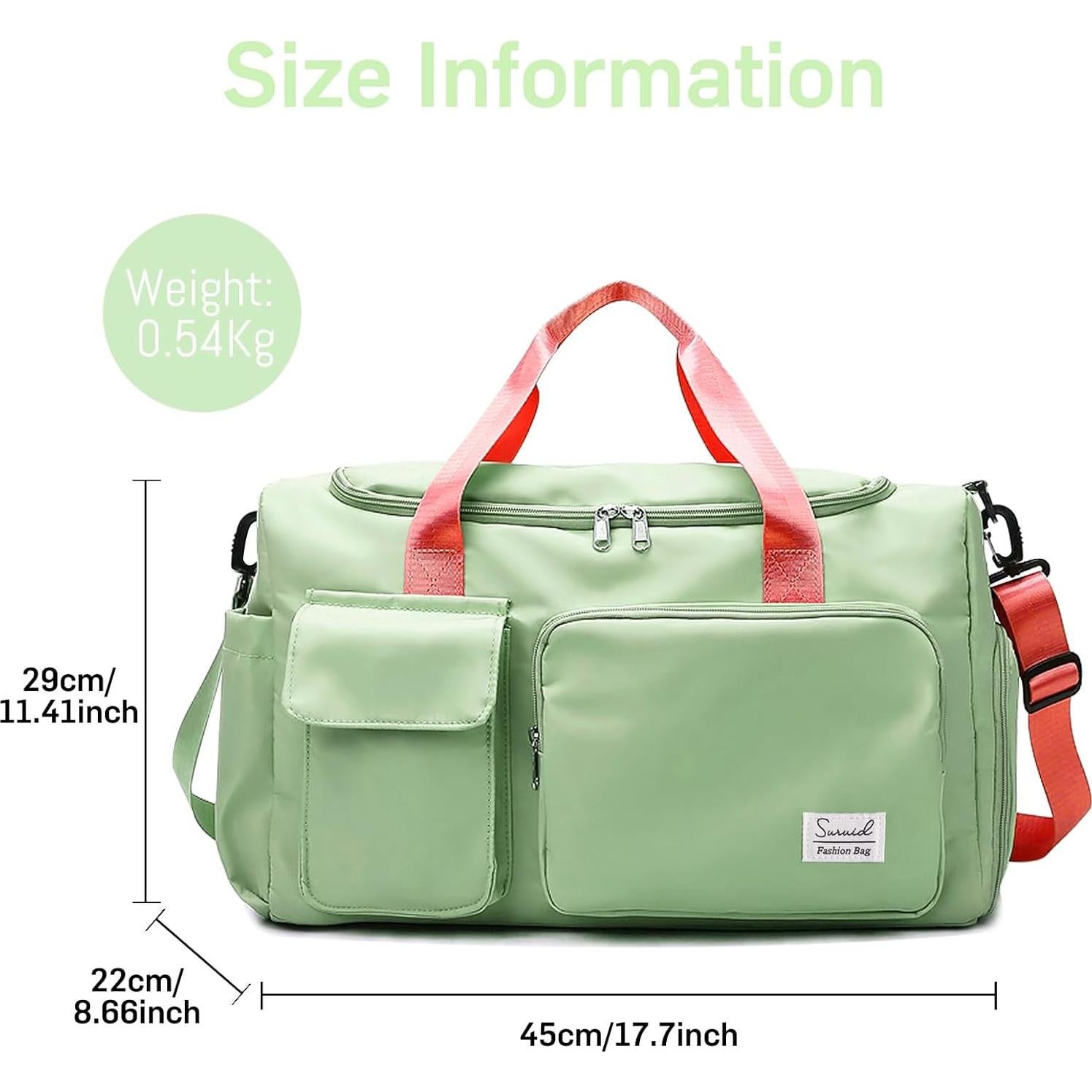 Bolsa de viaje tipo duffel Suruid 50x28x28cm Verde/Rosa