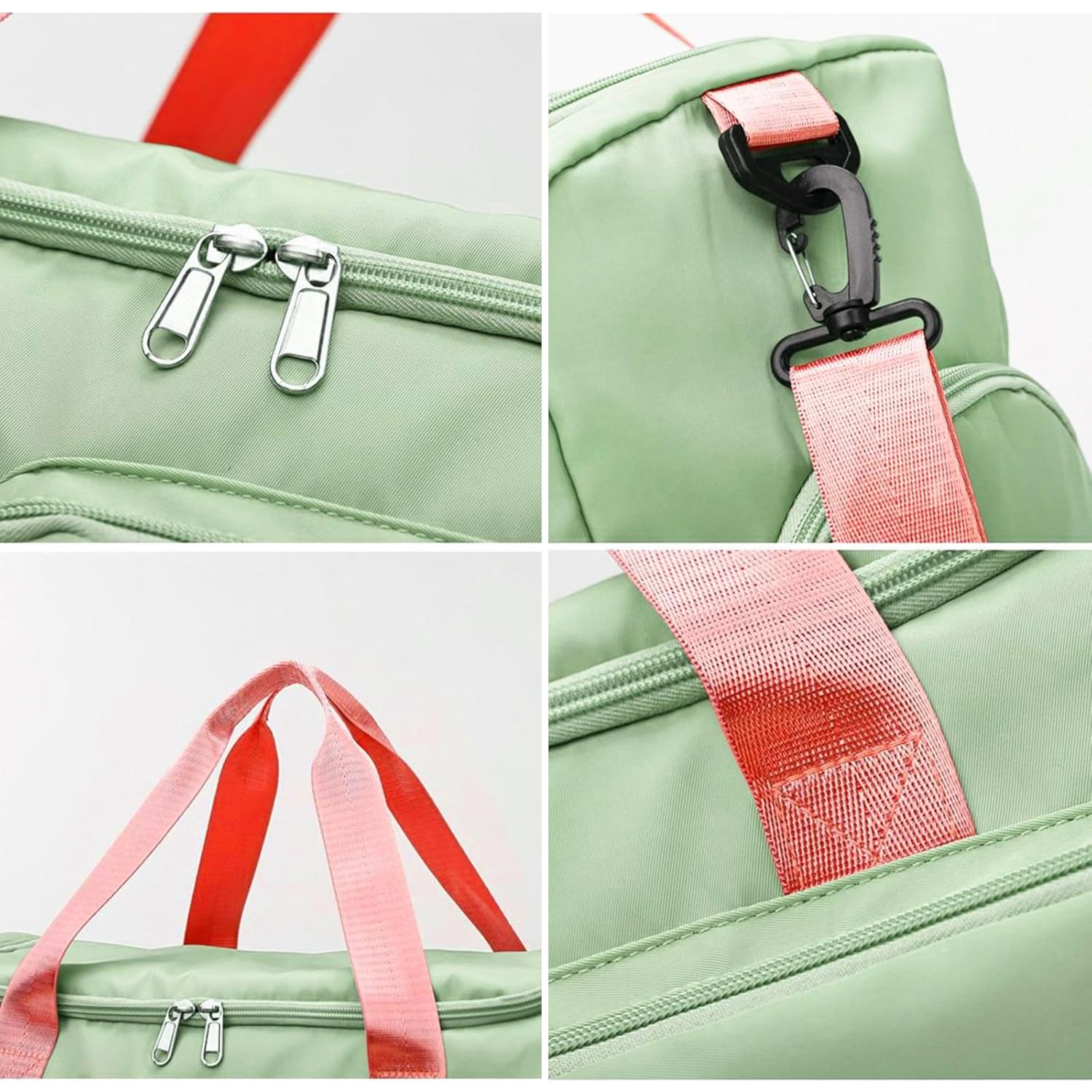 Bolsa de viaje tipo duffel Suruid 50x28x28cm Verde/Rosa