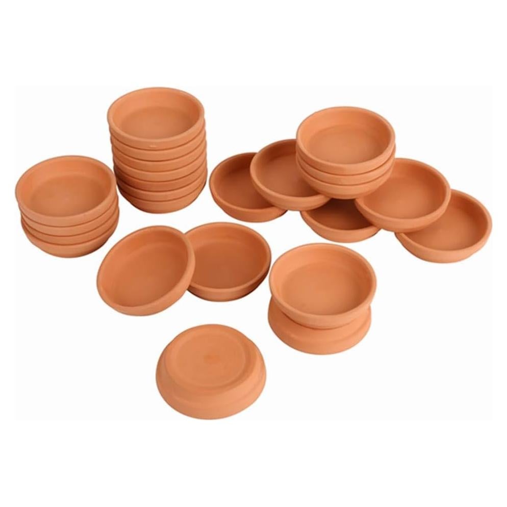 24 Platos de Terracota FCFKUK para Macetas de Suculentas