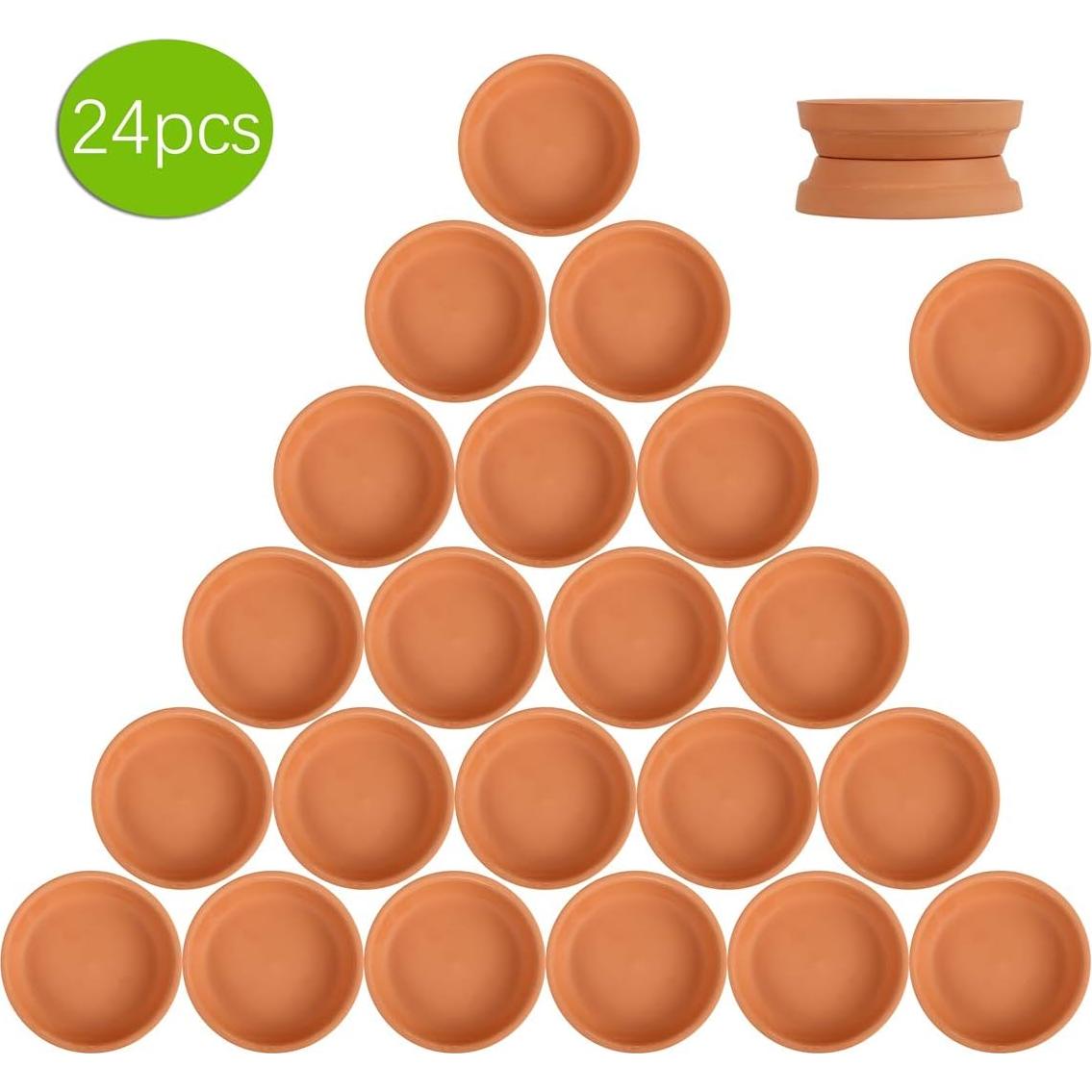 24 Platos de Terracota FCFKUK para Macetas de Suculentas