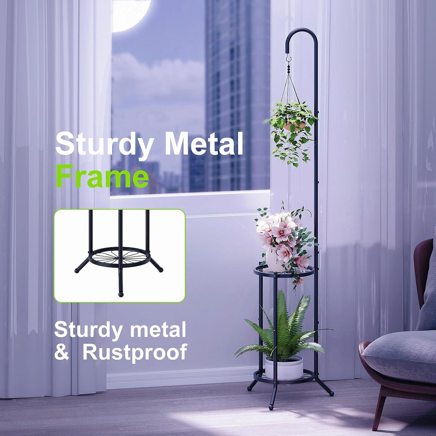 Soporte para Plantas Colgante 2 Niveles Chentingjiaju Negro