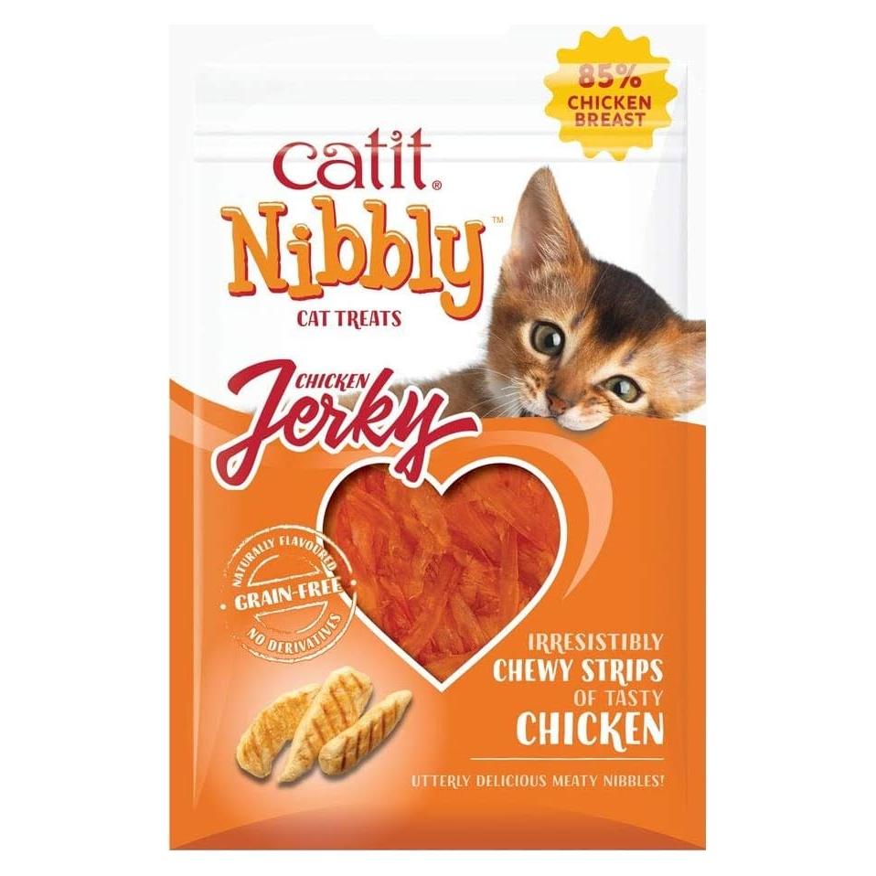 Catit Nibbly Jerky Cat Treats, Chicken Recipe - Grain-Free Cat Treat White 1.06 Ounce (Pack of 1)