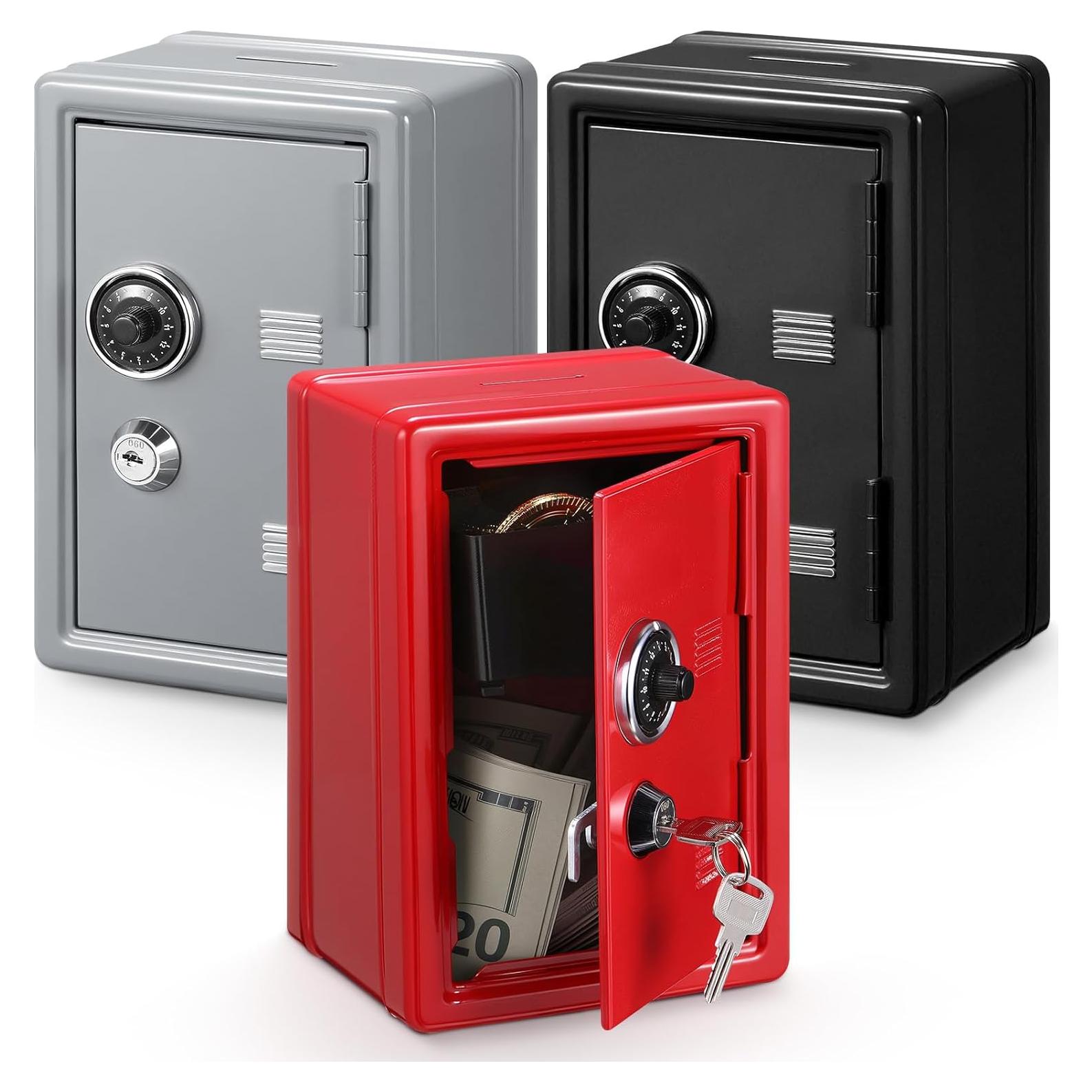 Caja Fuerte Mini para Niños Zonon 3 Pcs Metal 18x12x9.9cm