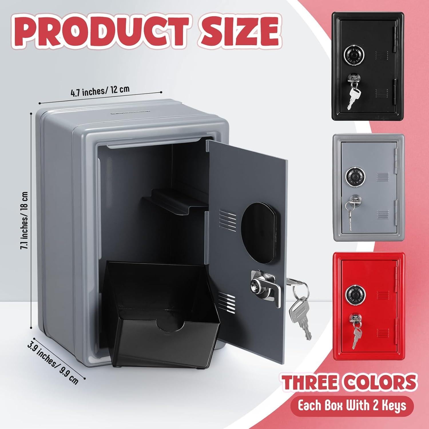 Caja Fuerte Mini para Niños Zonon 3 Pcs Metal 18x12x9.9cm