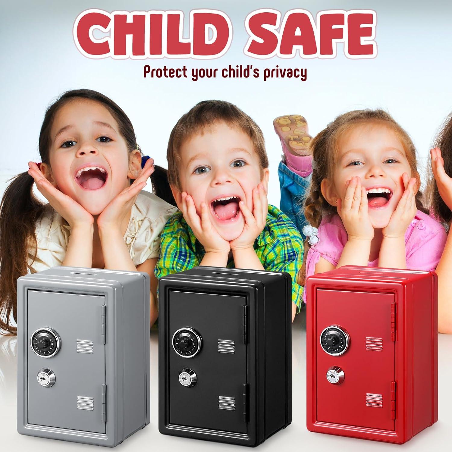 Caja Fuerte Mini para Niños Zonon 3 Pcs Metal 18x12x9.9cm