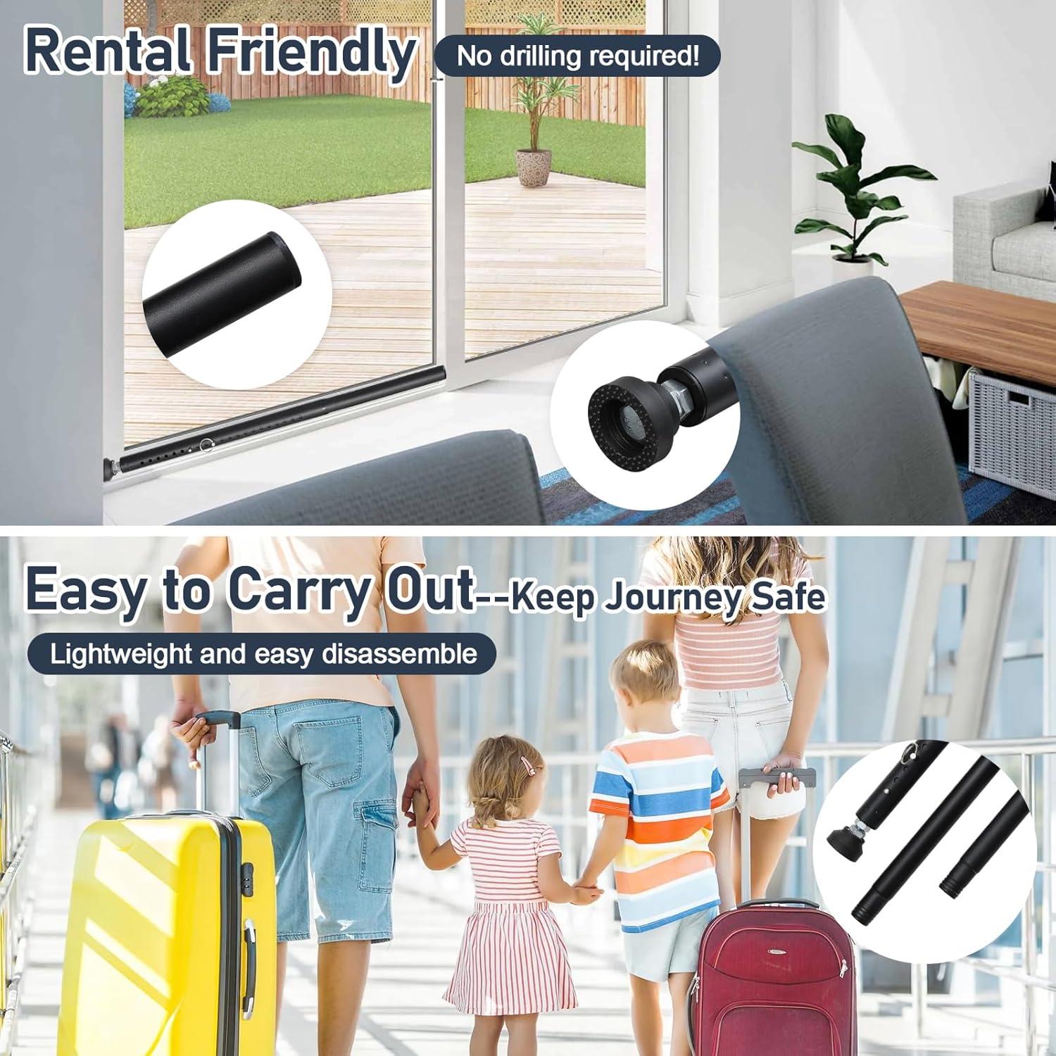 Barra de Seguridad Ajustable USDeikour para Puertas y Ventanas 43-130 cm