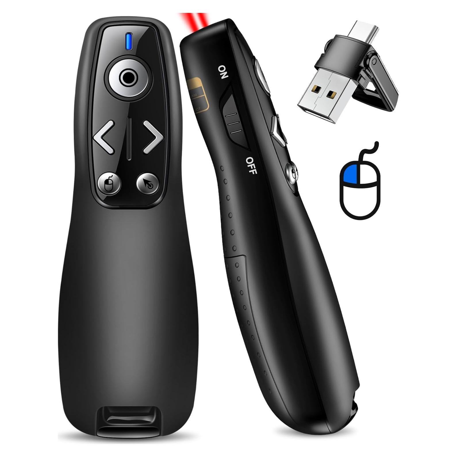 Clicker de Presentación Inalámbrico USB Tipo C con Luz Roja